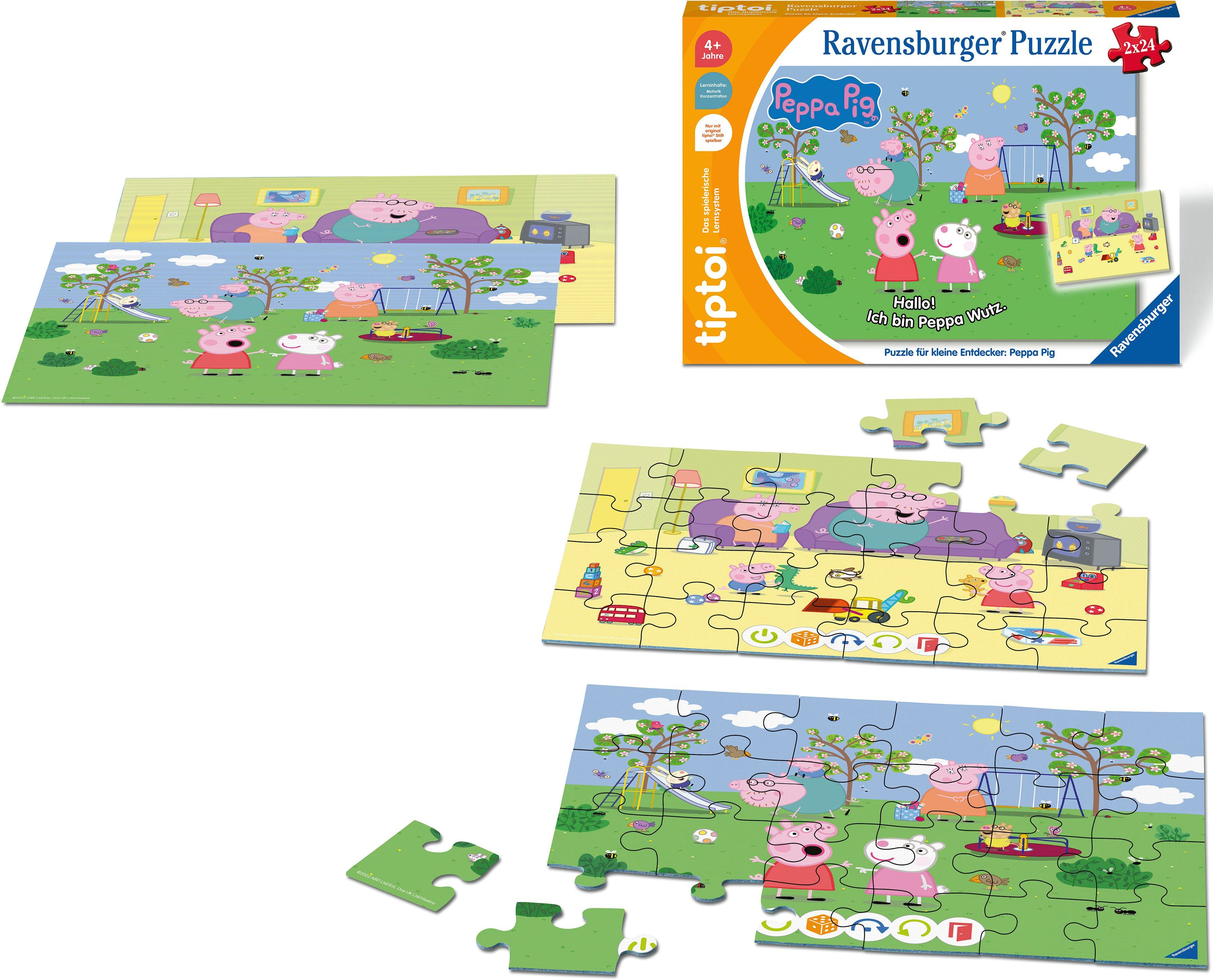 Ravensburger Puzzle tiptoi® Puzzle für kleine Entdecker: Peppa Pig, 24 Puzzleteile, (2 x 24 Teile) Made in Europe, FSC® - schützt Wald - weltweit