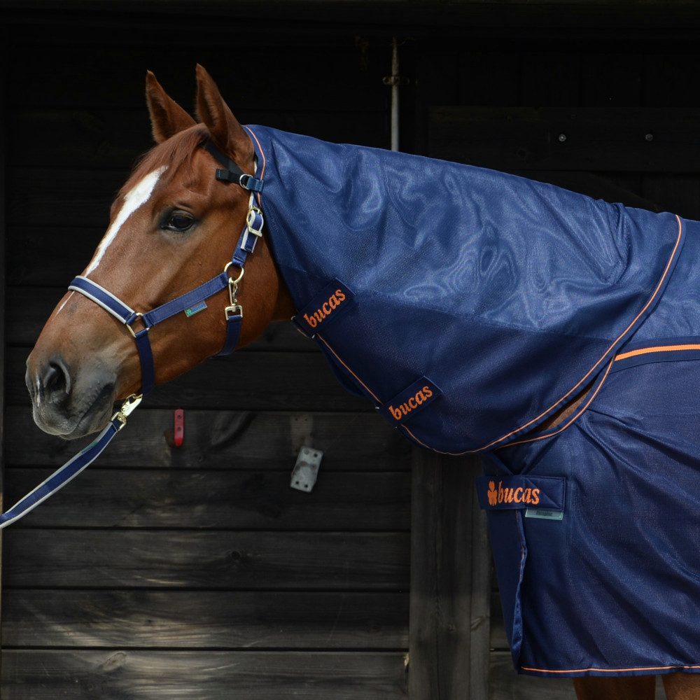 Bucas Pferde-Abschwitzdecke Bucas Therapy Mesh Neck - Navy/Orange