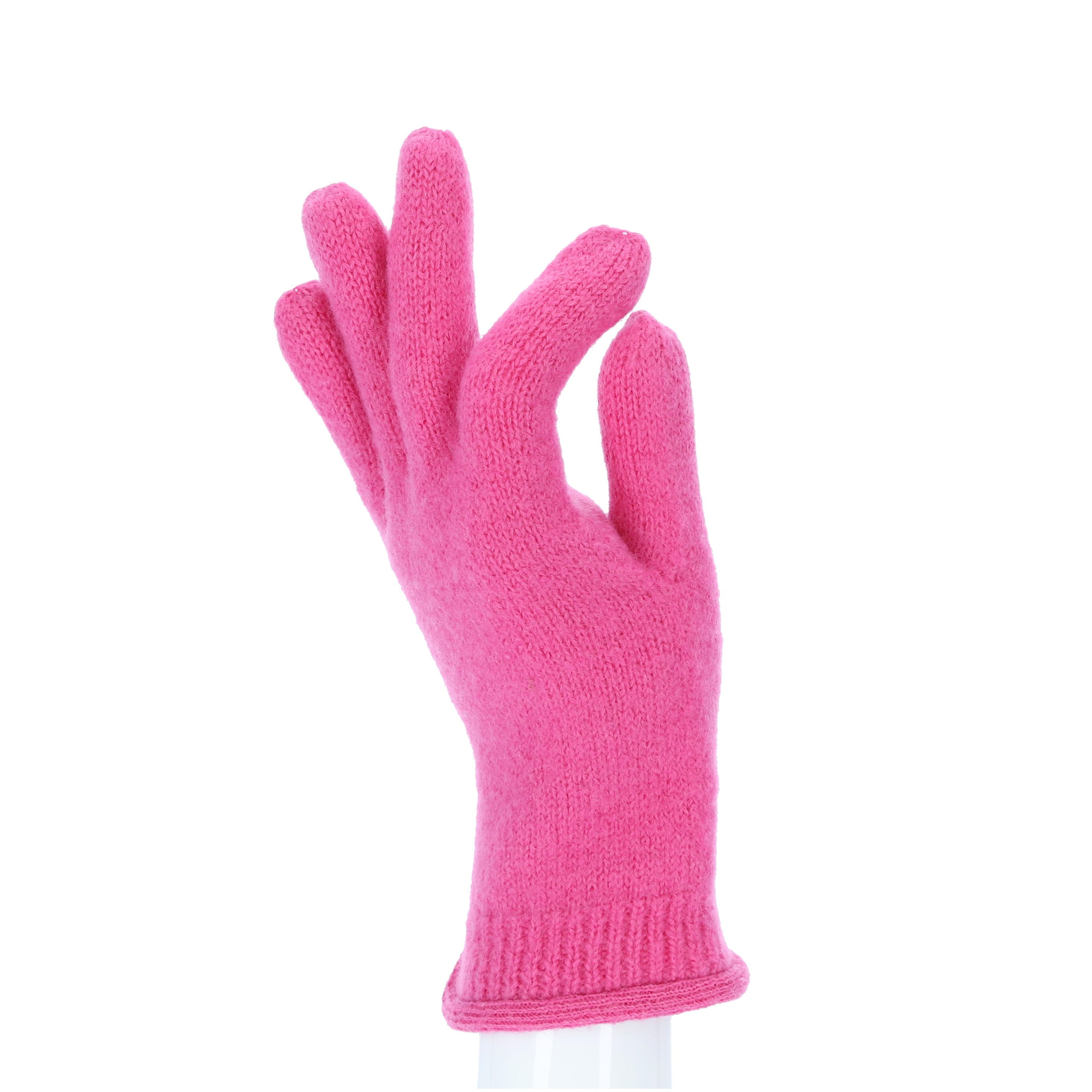 halsüberkopf Accessoires Strickhandschuhe Fingerhandschuh Feinstrick, leicht gewalkt reine Wolle pink