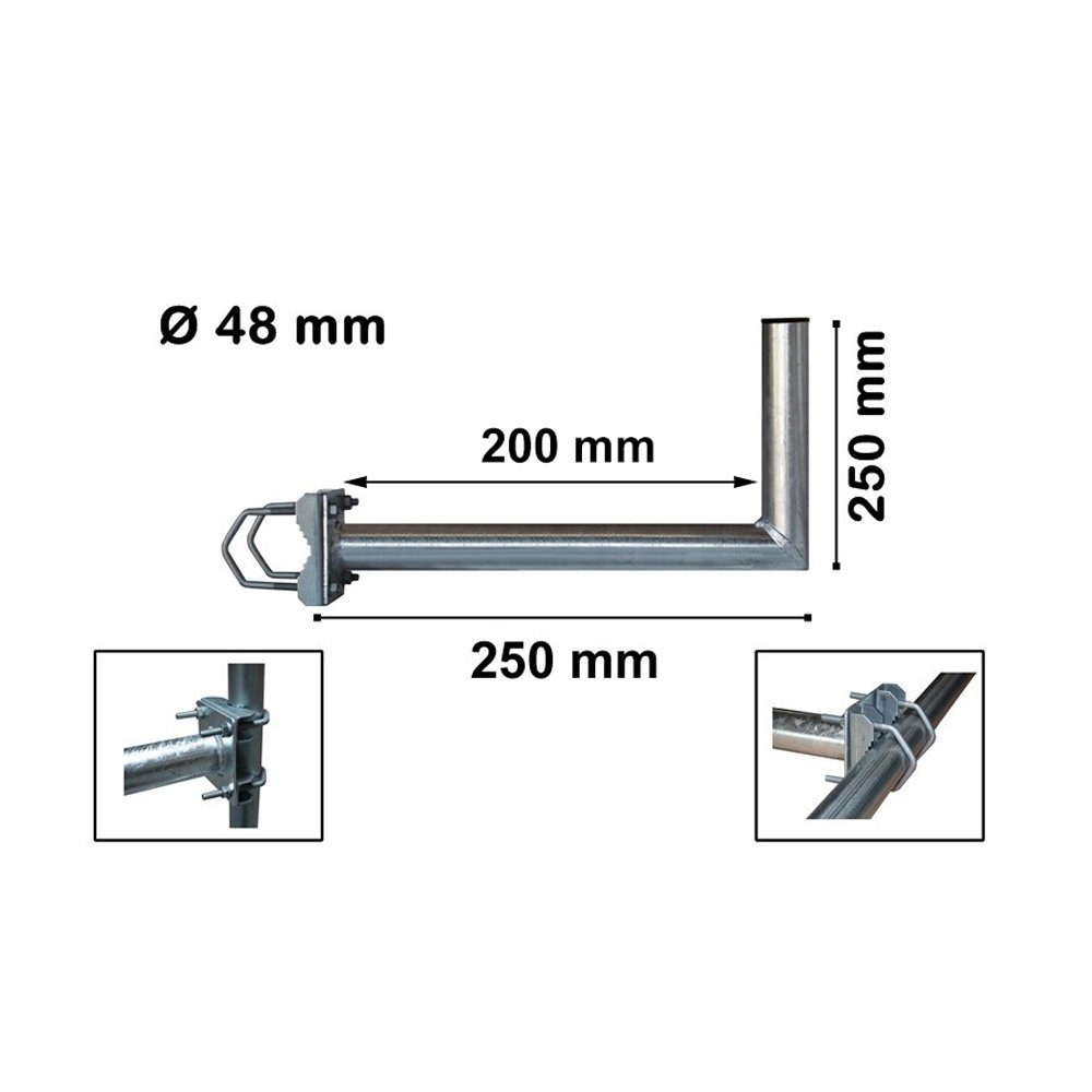 SkyRevolt SAT-Halterung 20-25cm Geländerausleger Stahl Balkonhalterung SAT-Schüssel Halter