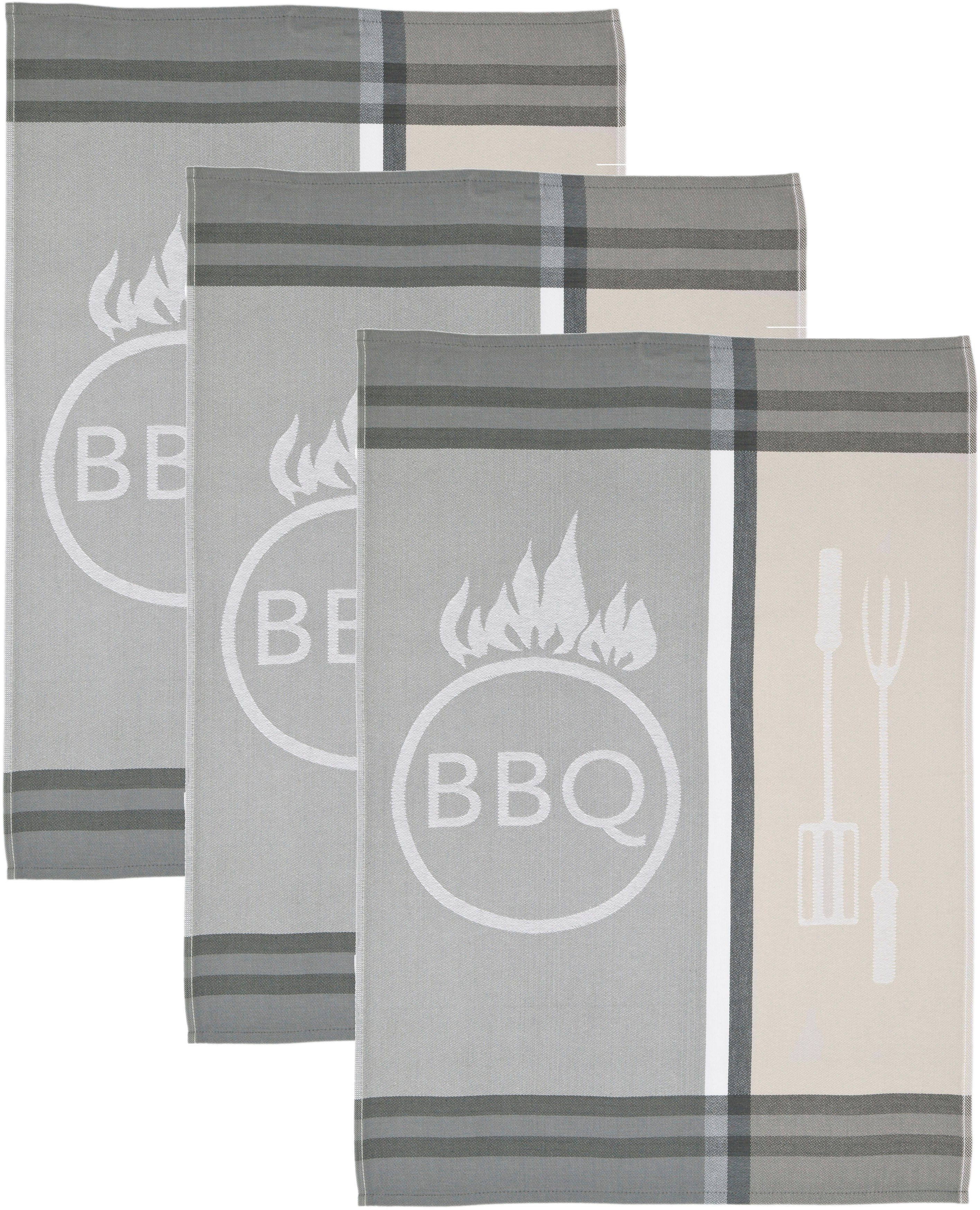 Motivtuch, ROSS BBQ, (Set, 100% aus Baumwolle 3-tlg), Geschirrtuch