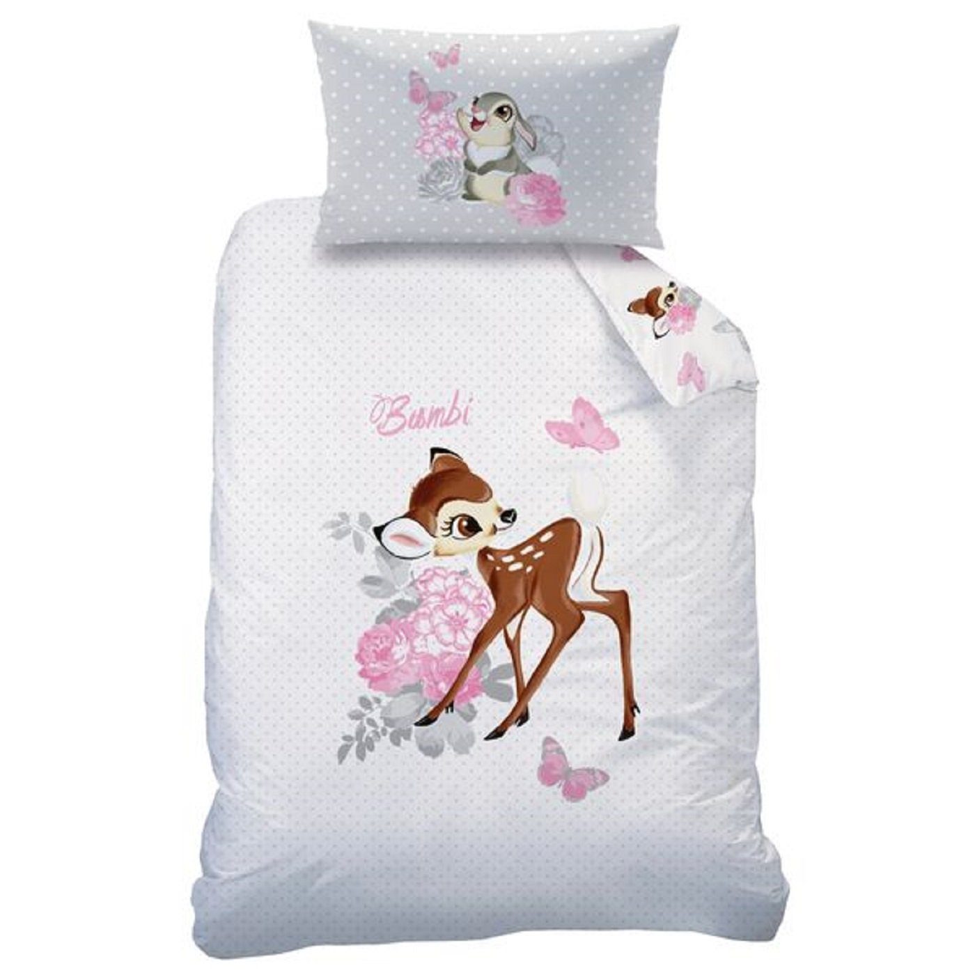 Babybettwäsche Baby Flanell Wende Bettwäsche Disney Bambi 100 x 135 cm Biber