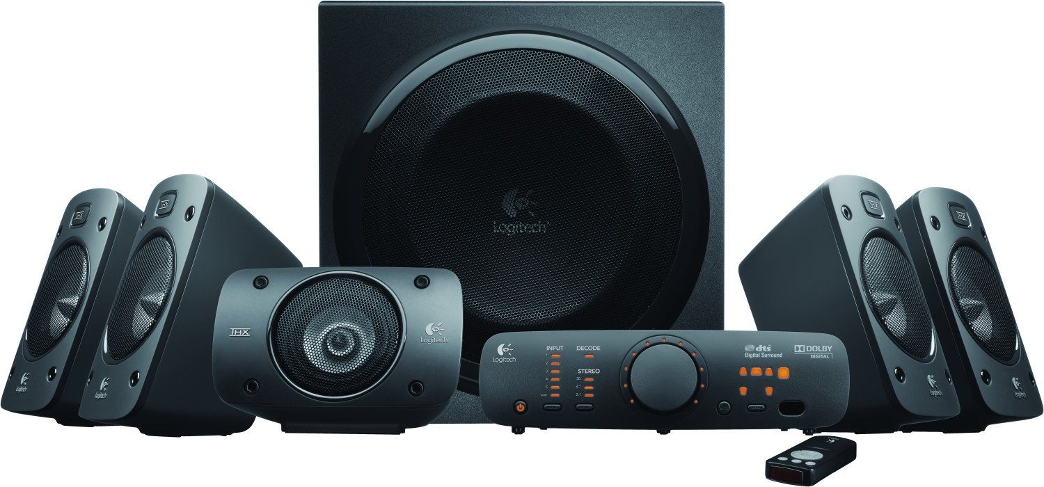Logitech Z906 5.1 5.1 Lautsprecher System (500 W) 5.1 Soundsystem (Digital Audio Out (1x), Klinke 3.5mm In (1x)
