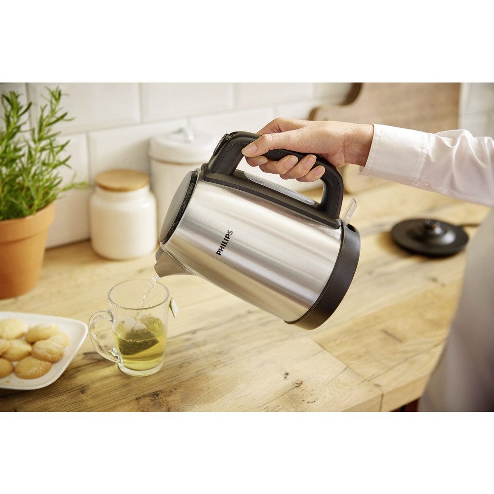Philips Wasserkocher Philips Home HD9350/90 Daily Wasserkocher Edelstahl, Schwarz Fassungs, 1.70 l, 2200.00 W