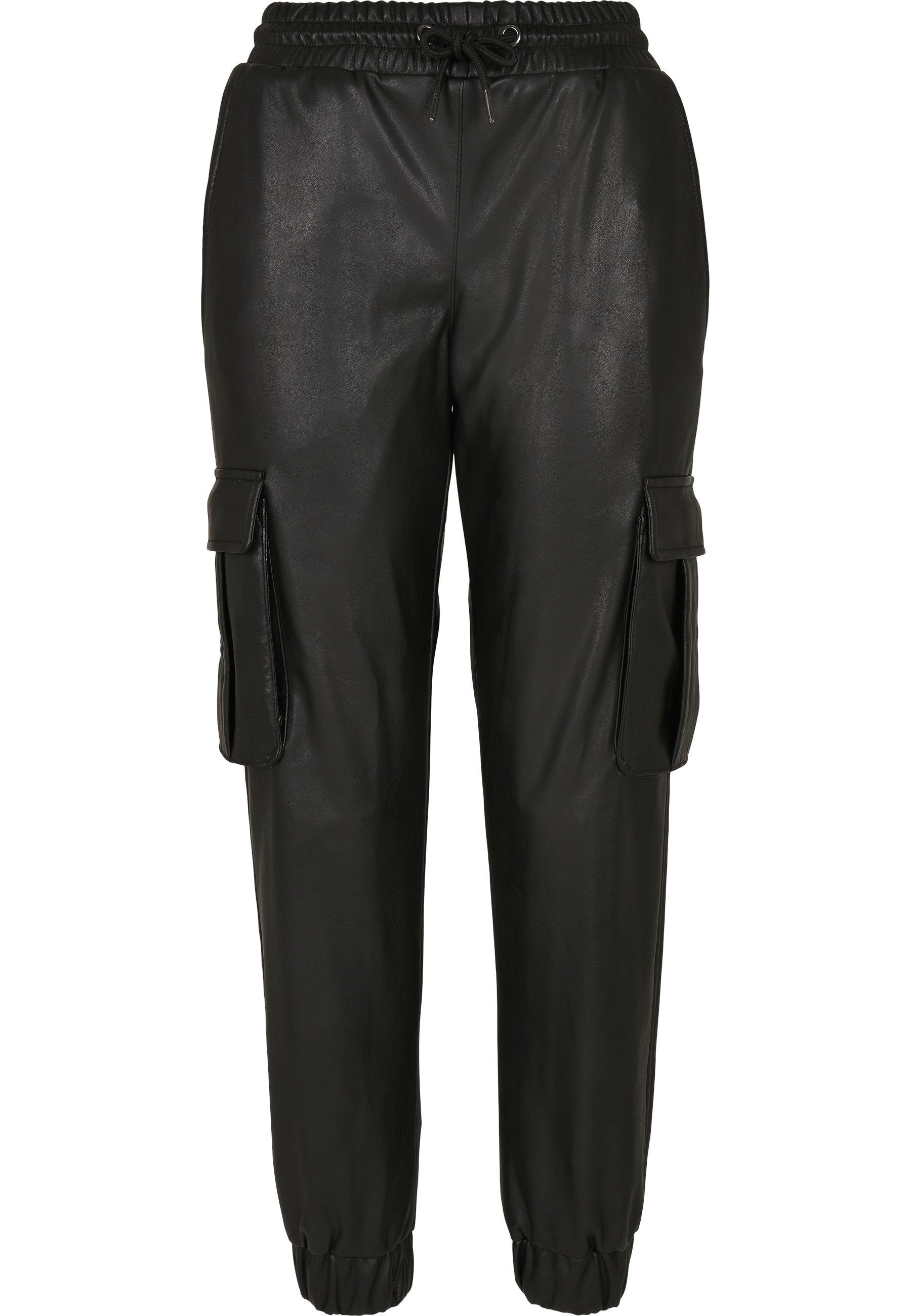 Cargohose Urban Classics Damen Ladies Faux Leather Cargo Pants