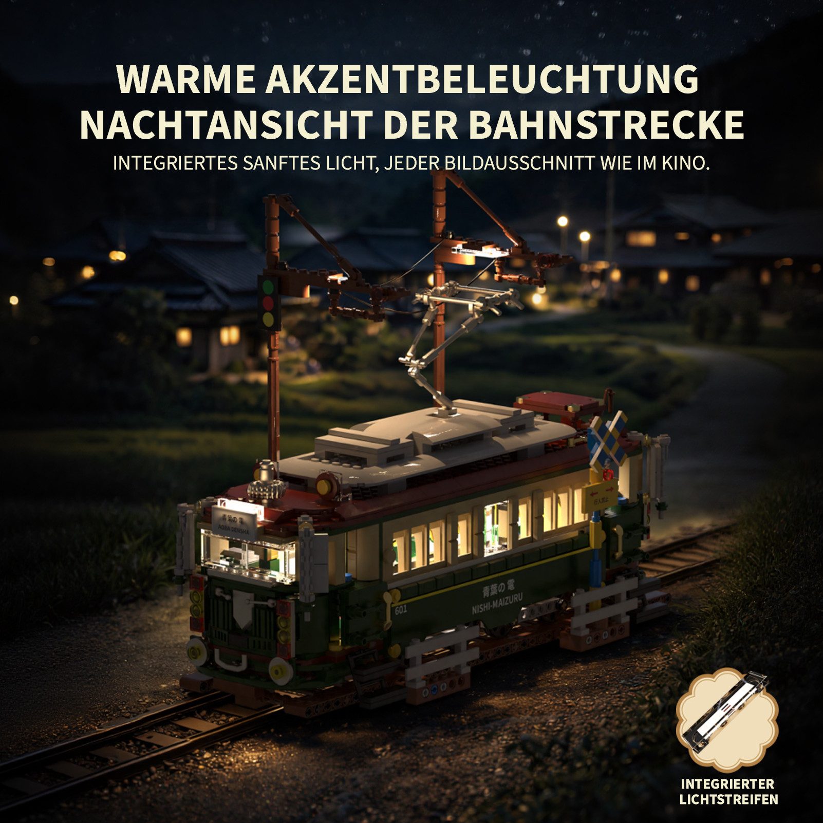 Esun Japanisches Straßenbahn-Bauset im Retro-Stil Modell - 1953 Teiliges Spielbausteine, (Set, 1953 St., Komplettset) – Bild 3 von 5