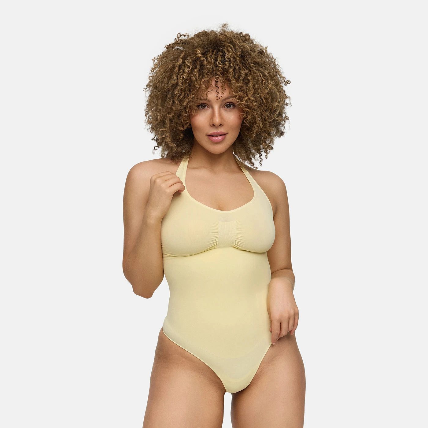 Shaping-Body Neckholder Shapewear mit String-Baby Yellow-2XL