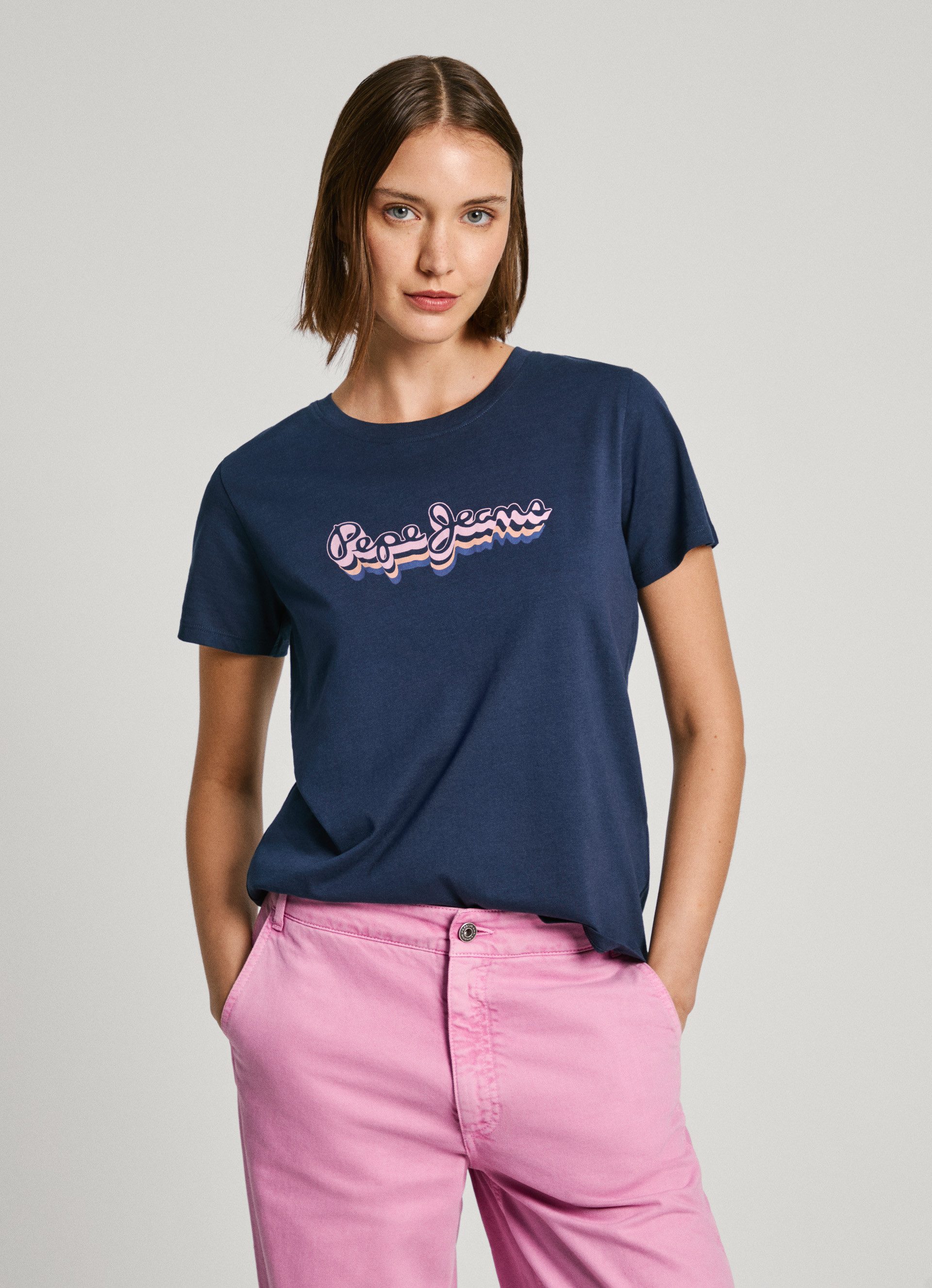 T-shirt Femme Pepe Jeans Brenda - Couleur Saumon - Neuf Avec étiquettes