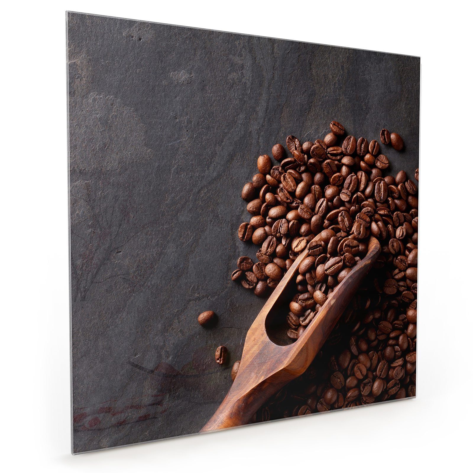 Primedeco Küchenrückwand Küchenrückwand Spritzschutz Glas Kaffeebohnen auf Holz Motiv mit