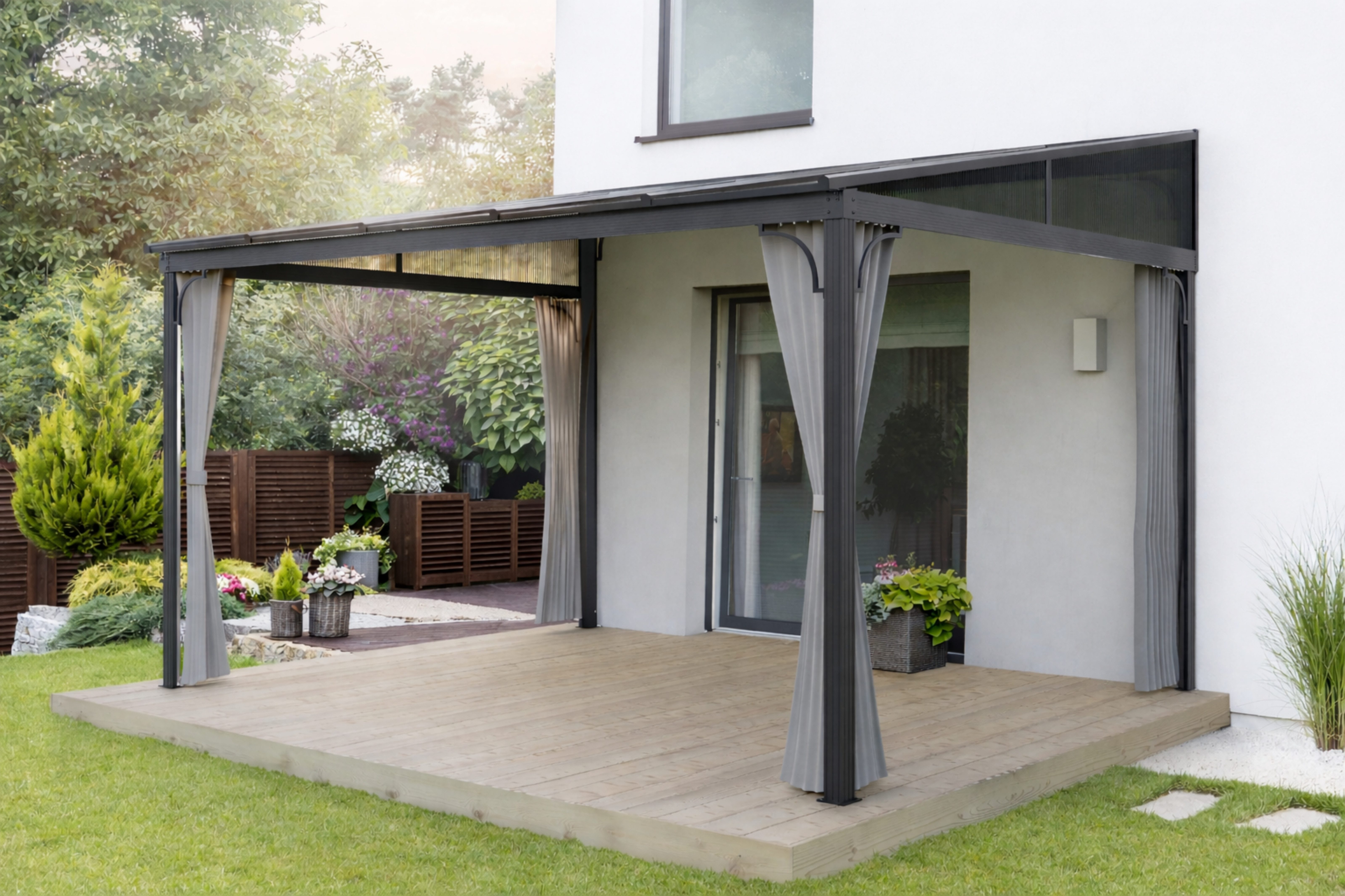 Anbaupavillon Terrassenüberdachung Melanie - ca. 12 m2 frei nutzbare Fläche