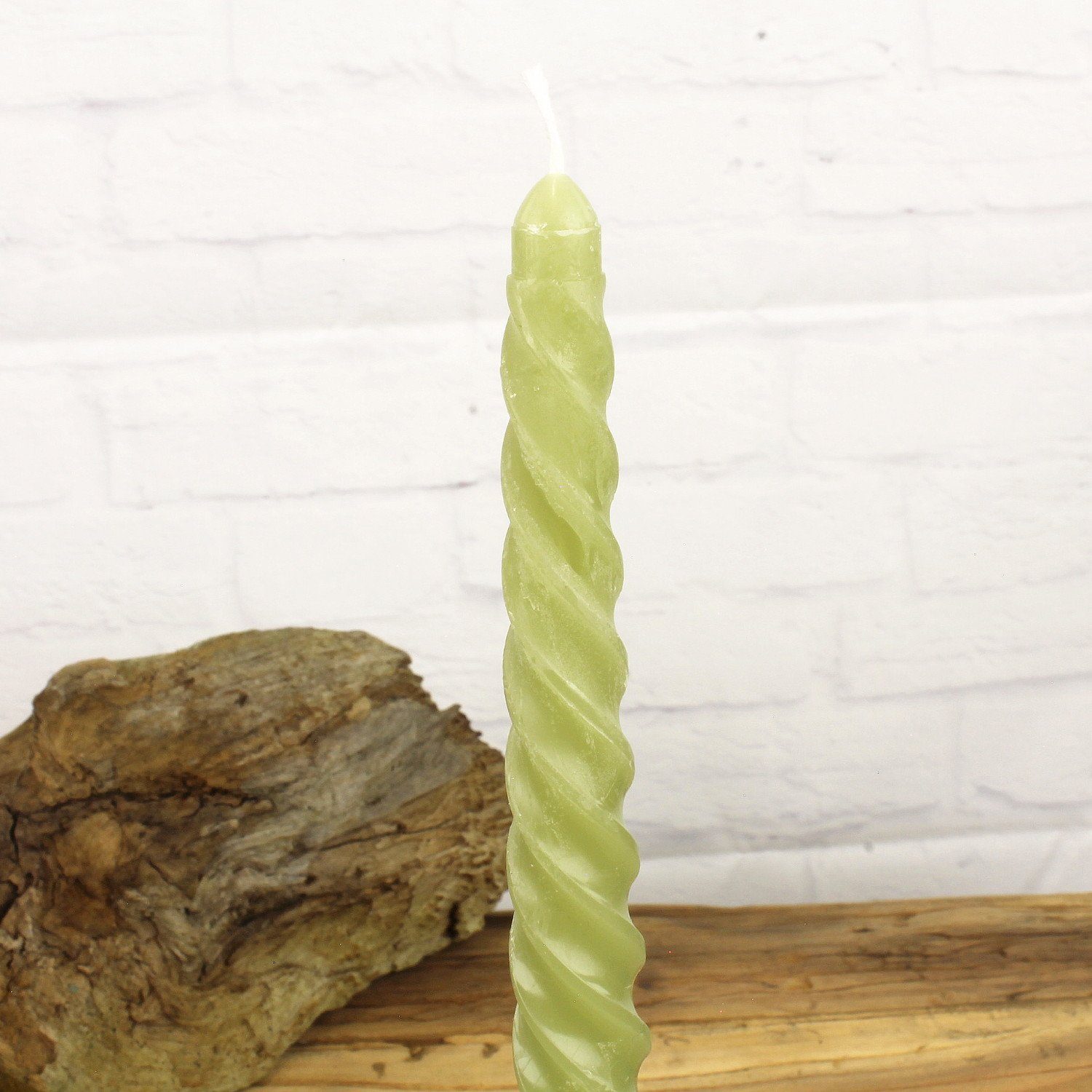 Macosa Home Tafelkerze 8er Set Spiralkerzen Grün 19 cm Dekokerzen Stabkerzen Wachskerzen (Echtwachskerzen Kerzenset modern, 8-tlg., 8tlg. Dekokerzenset), Tafelkerzen Twist Spitzkerzen Tischdekoration Wachskerzen