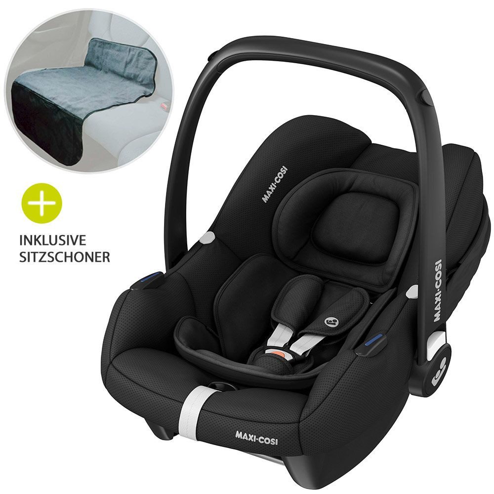 Maxi-Cosi Babyschale CabrioFix i-Size - Essential Black, bis: 12 kg, Baby Autositz ab Geburt - 12 Monate (40-75 cm) mit Schutzunterlage