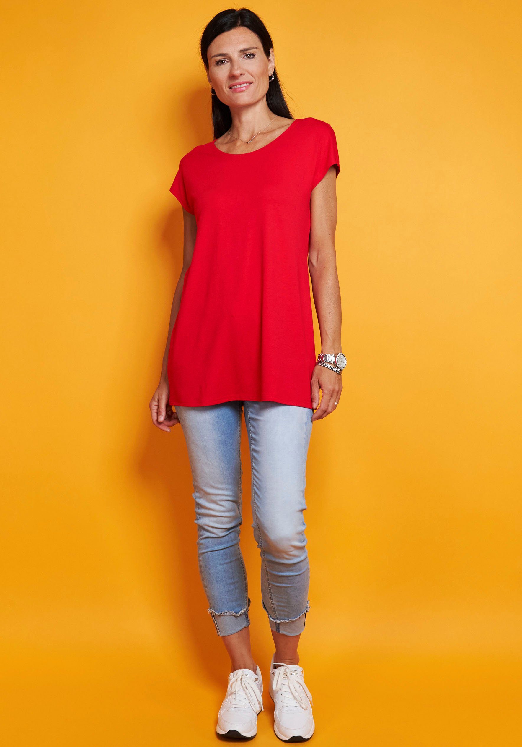 Seidel Moden Longshirt in schlichtem Design rot