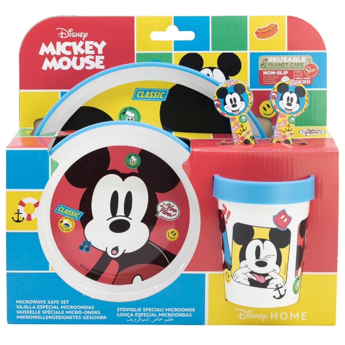 Disney Mickey Mouse Frühstücks-Set Mikrowellengeeignet -Set – 5-teiliges Set mit Teller & Becher