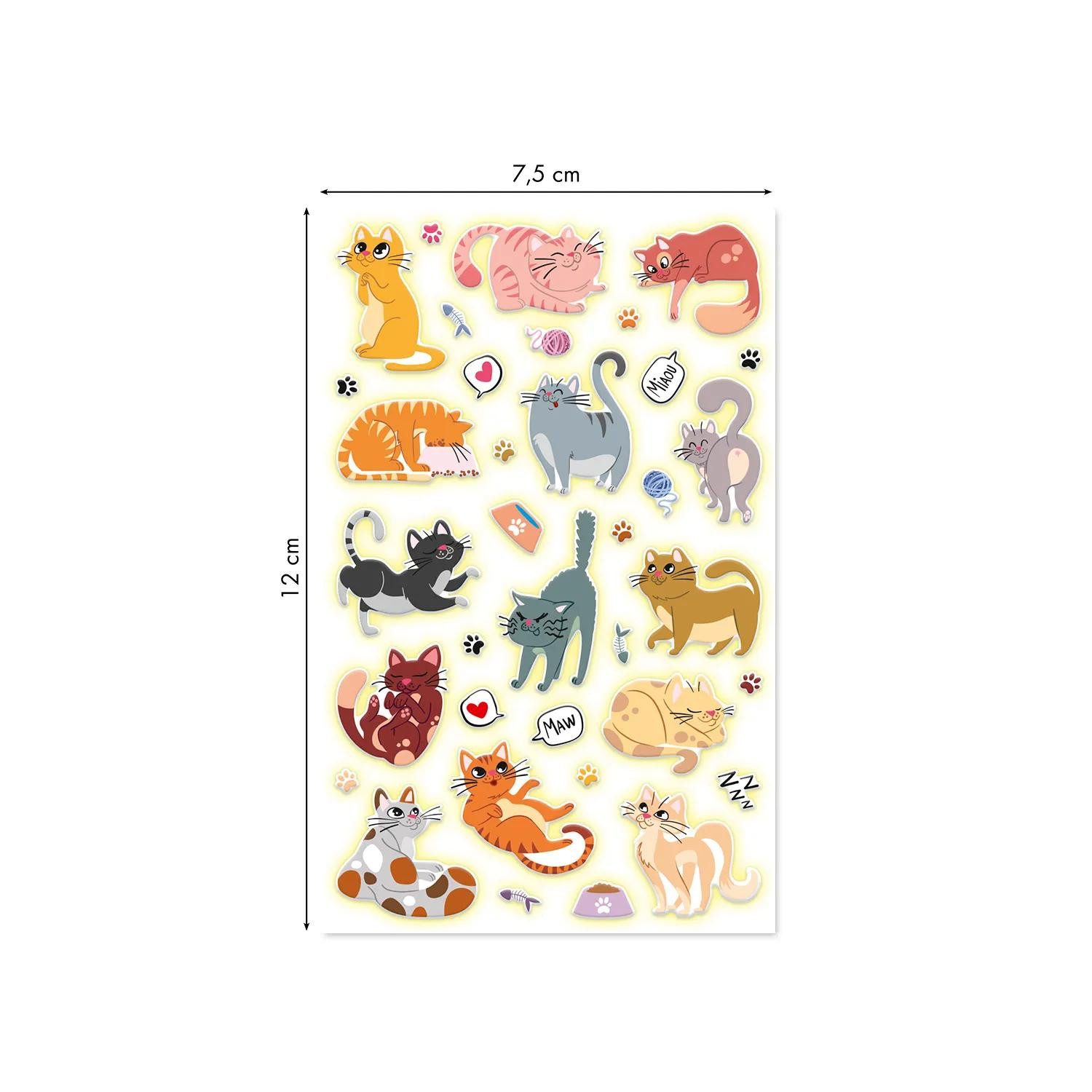 maildor Sticker 10x Cooky Phospho, 1 Stickerbogen 7,5x12cm, Katzen - Mehrfarbig CY169C, My Mandarine