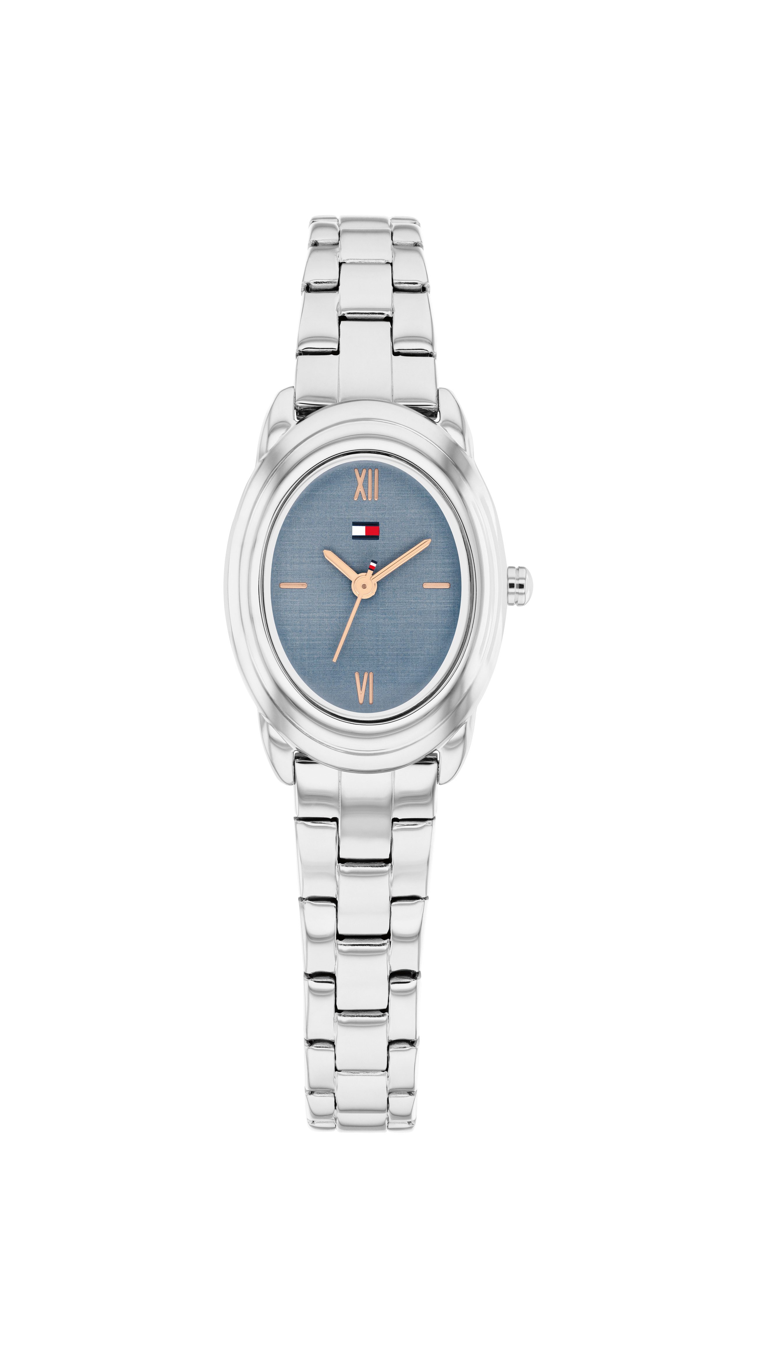 Tommy Hilfiger Quarzuhr Demi Oval 1782873, Armbanduhr, Damenuhr, Edelstahlarmband, analog