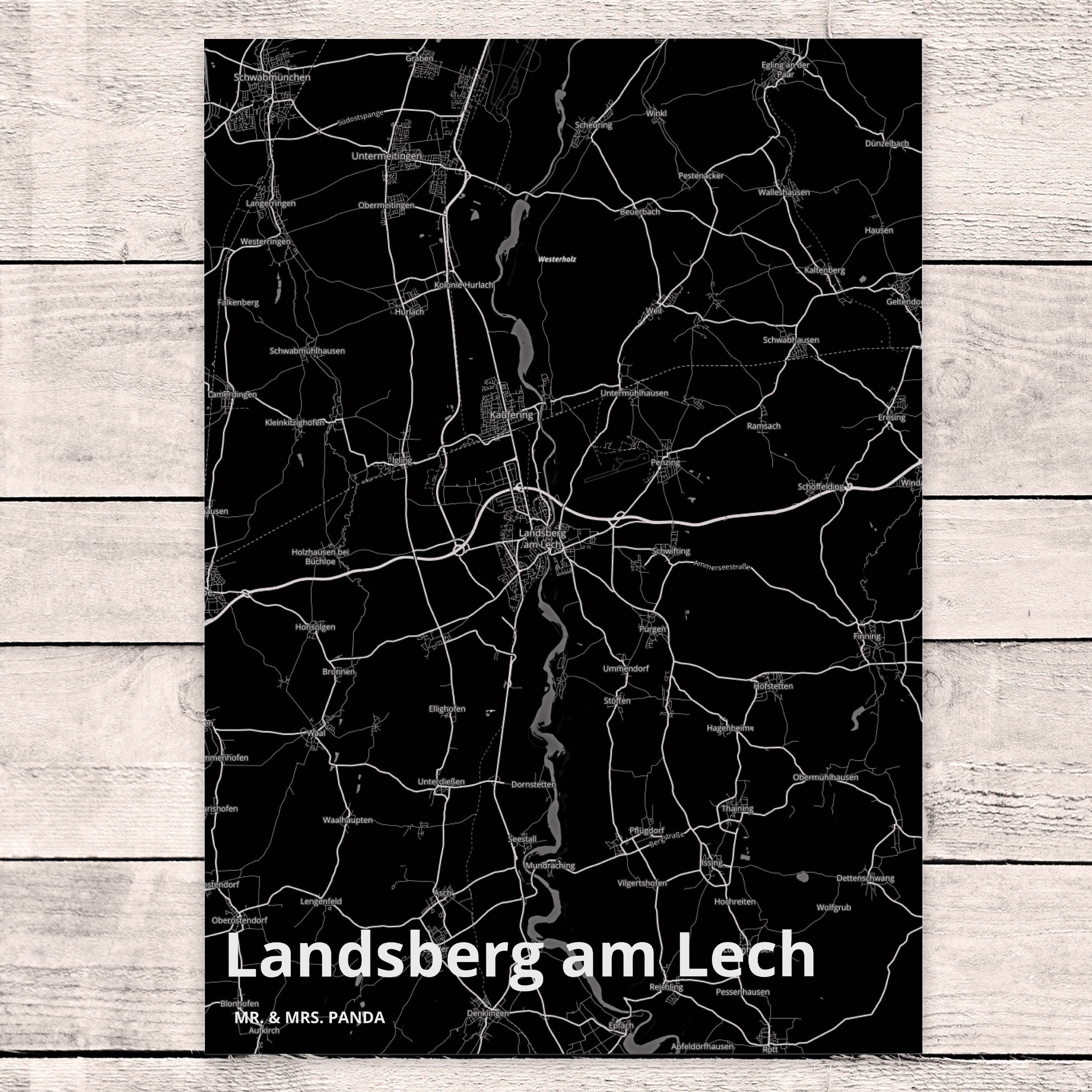 Mr. & Mrs. Panda - Landsberg Dorf Stadt Lech Dankeskarte, Geschenk, Postkarte Ort, Stadt, Kar am