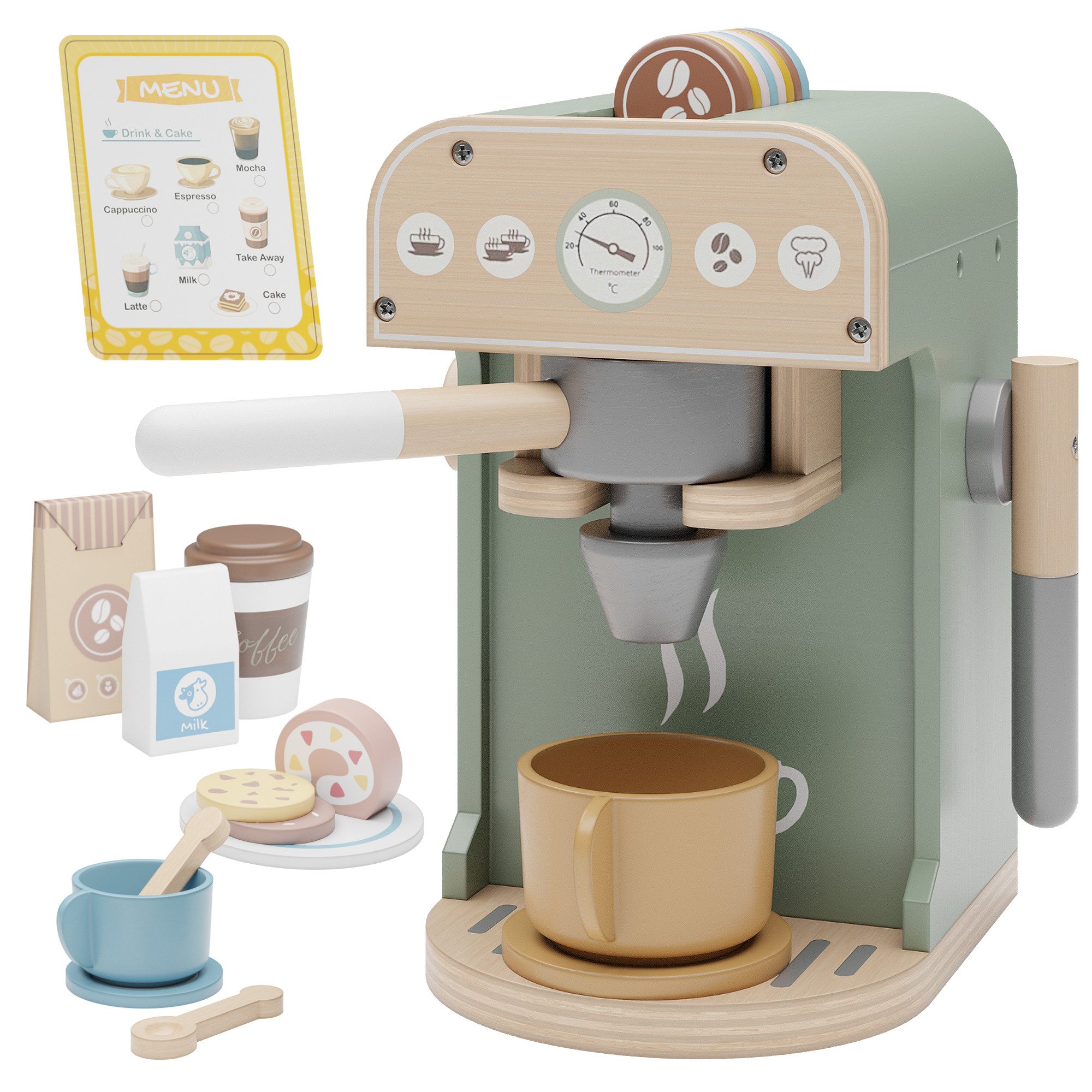 Björn&Schiller Kinder-Kaffeemaschine Spielzeug Holz – 25-teilig, mit buntem günstig online kaufen