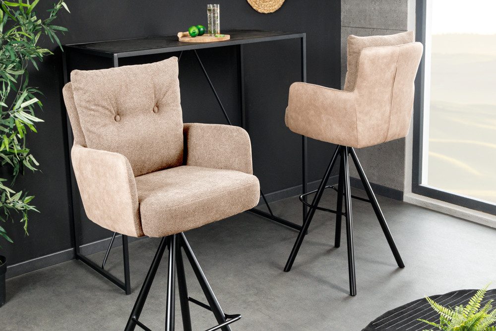 riess-ambiente Barhocker BIG GEORGE champagner beige / schwarz · Samt · Fla günstig online kaufen