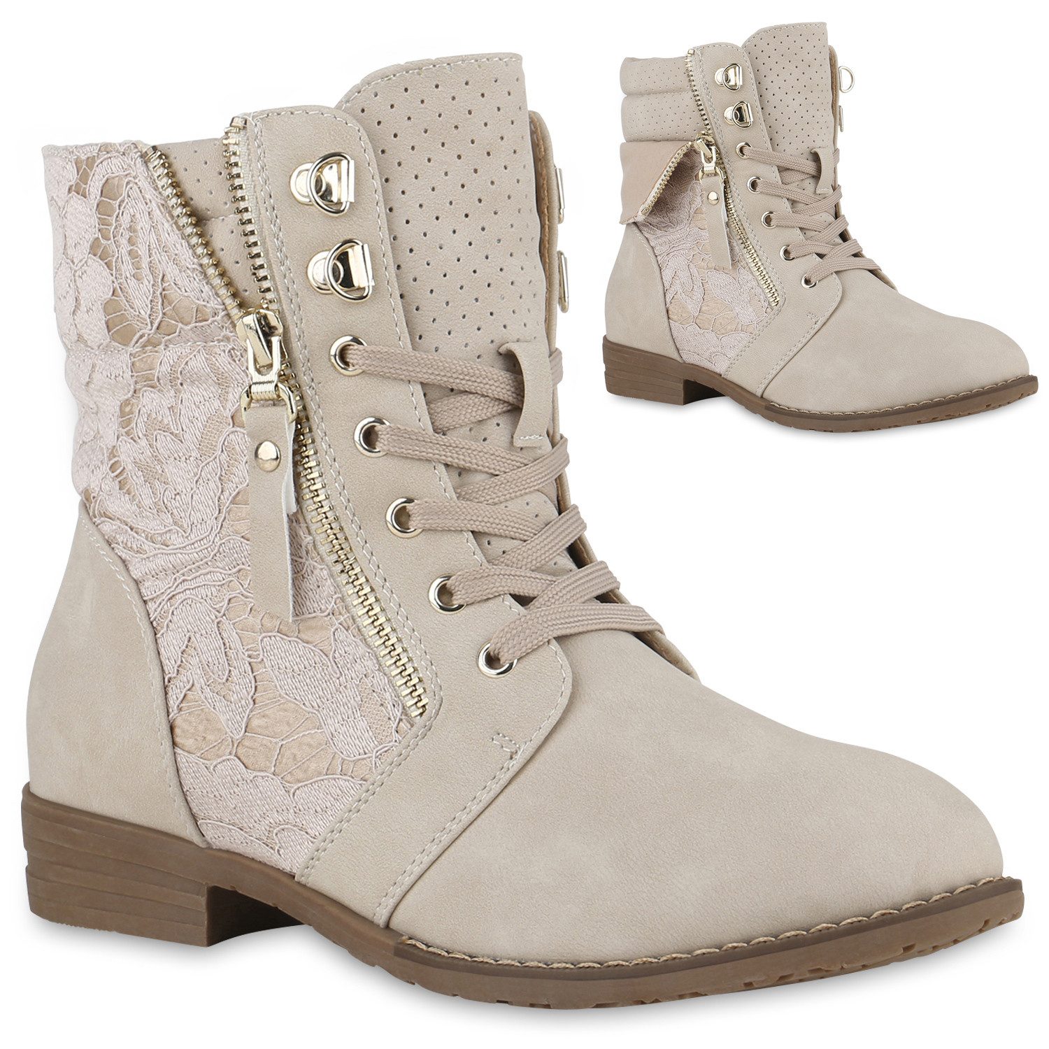 VAN HILL 815442 Schnürstiefelette Damen Schnürstiefeletten Spitze Сапогиetten Zipper Worker Boot