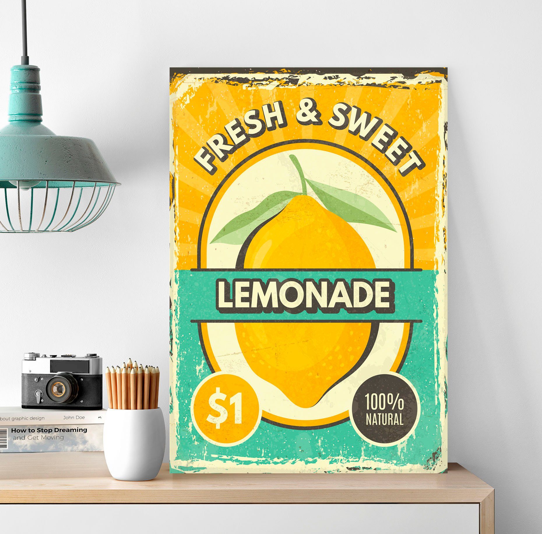 queence Metallbild Lemonade, Getränke, Schriftzug, Schriftzüge (1 St), Stahlschilder