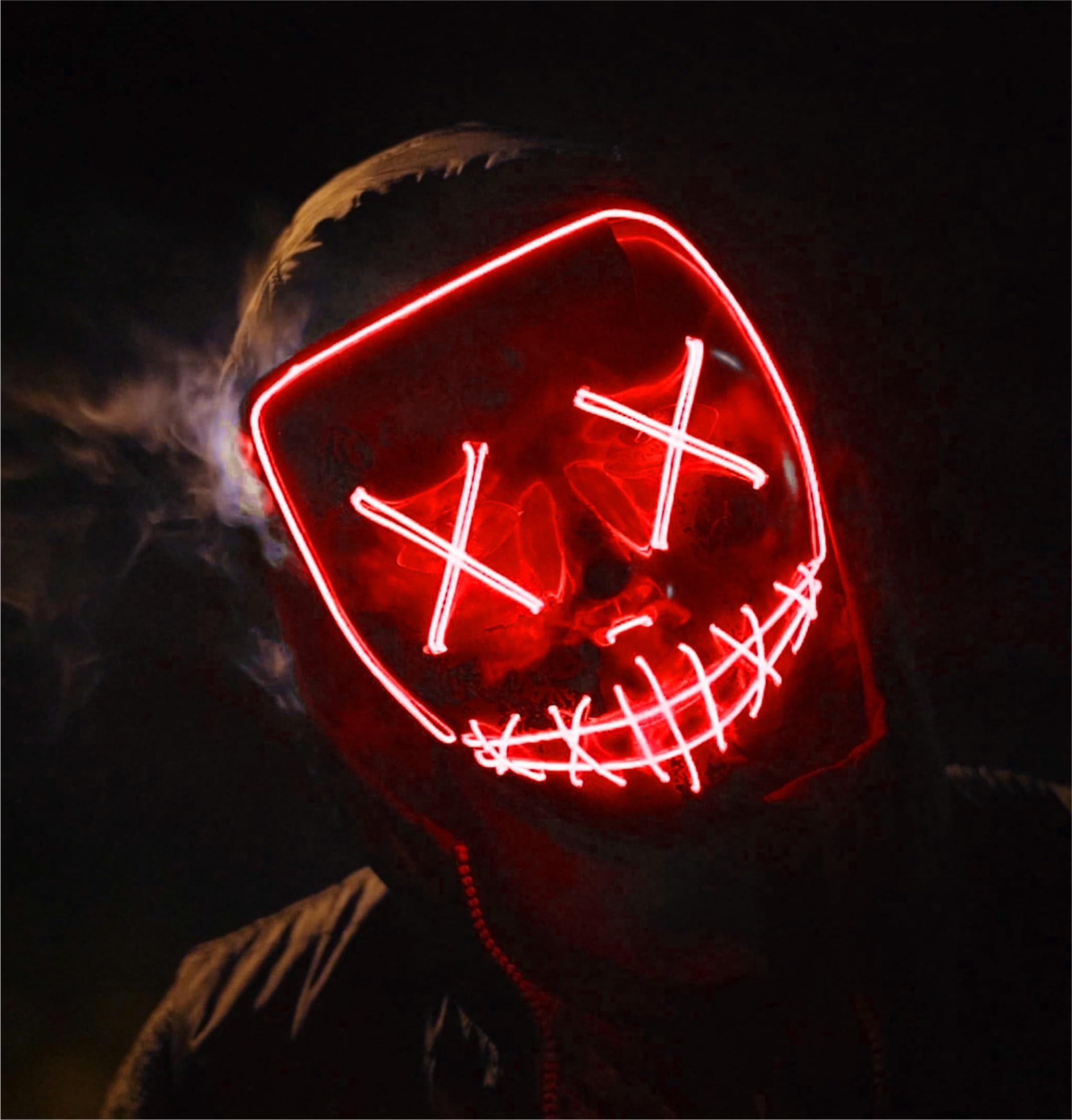 FASCHINFEVER Verkleidungsmaske LED Purge Maske - Halloween Kostüm Herren Halloween Maske, (Packung), mit Lichteffekten