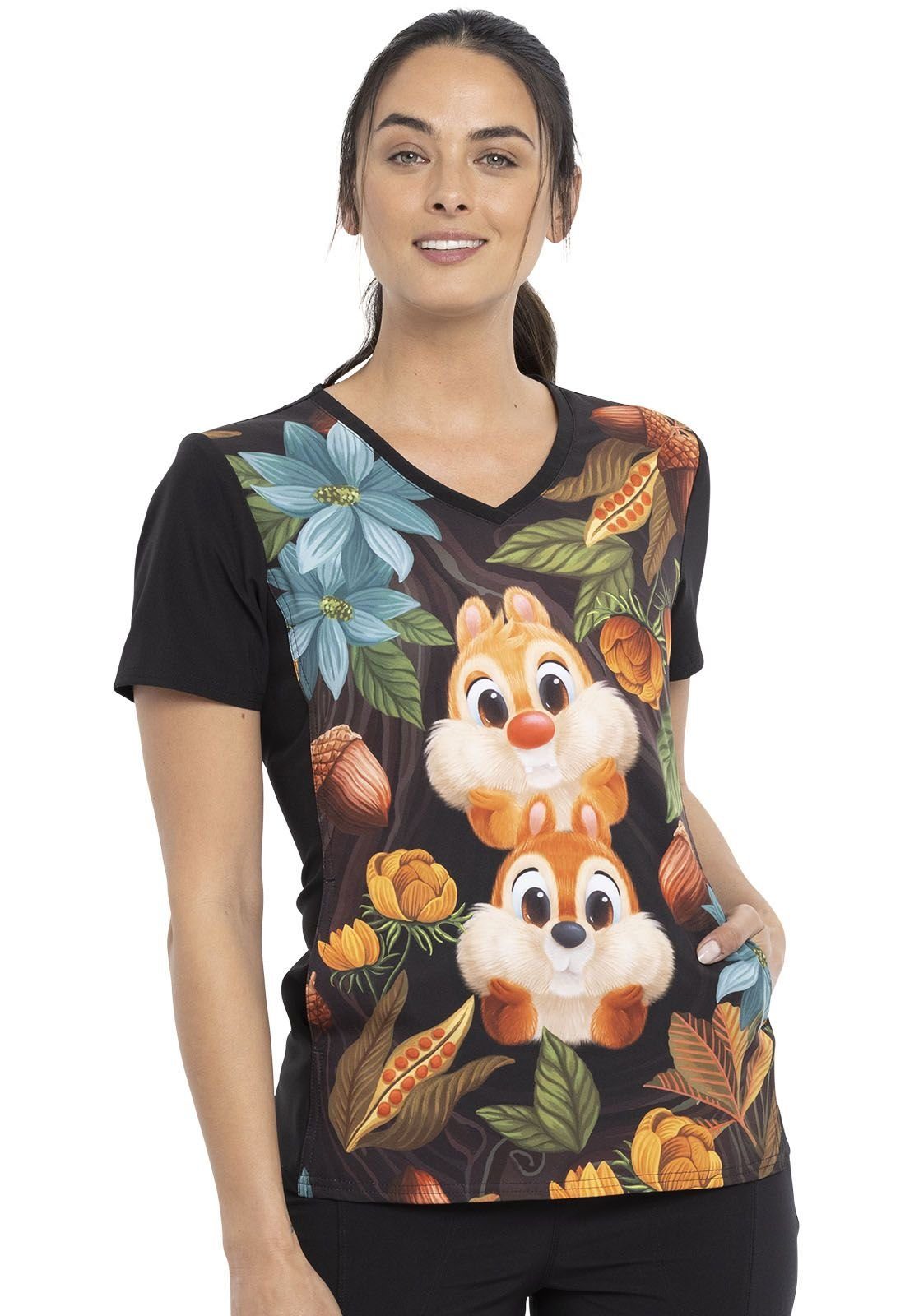 Kasack Funktionsbluse as Motiv Damen Disney bedruckter Cherokee Kasack mit "Twice nice" Bunt