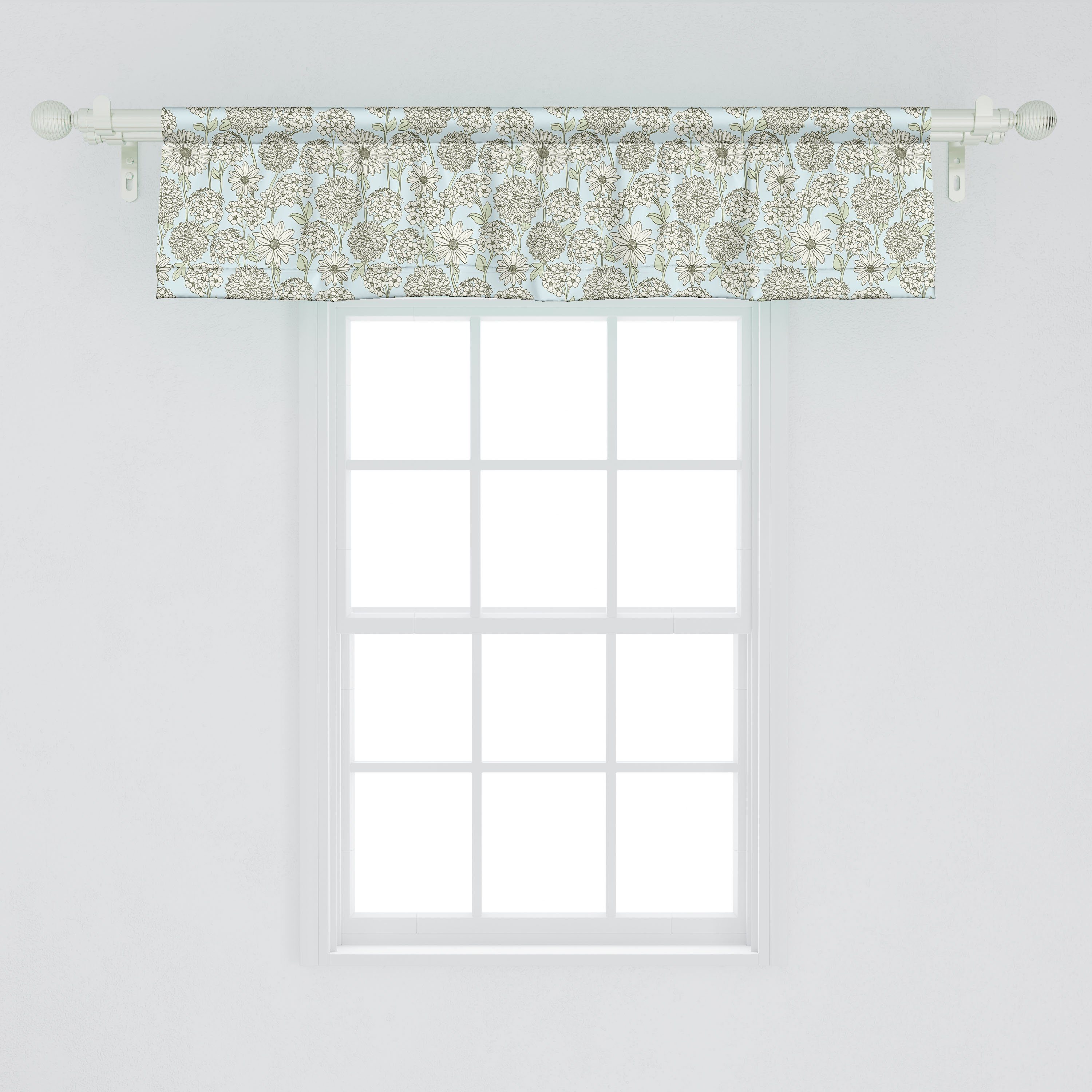 Scheibengardine Vorhang Microfaser, auf für Blumen Nahaufnahme Dekor Blick mit Abakuhaus, Volant Blumen Schlafzimmer Stangentasche, Küche