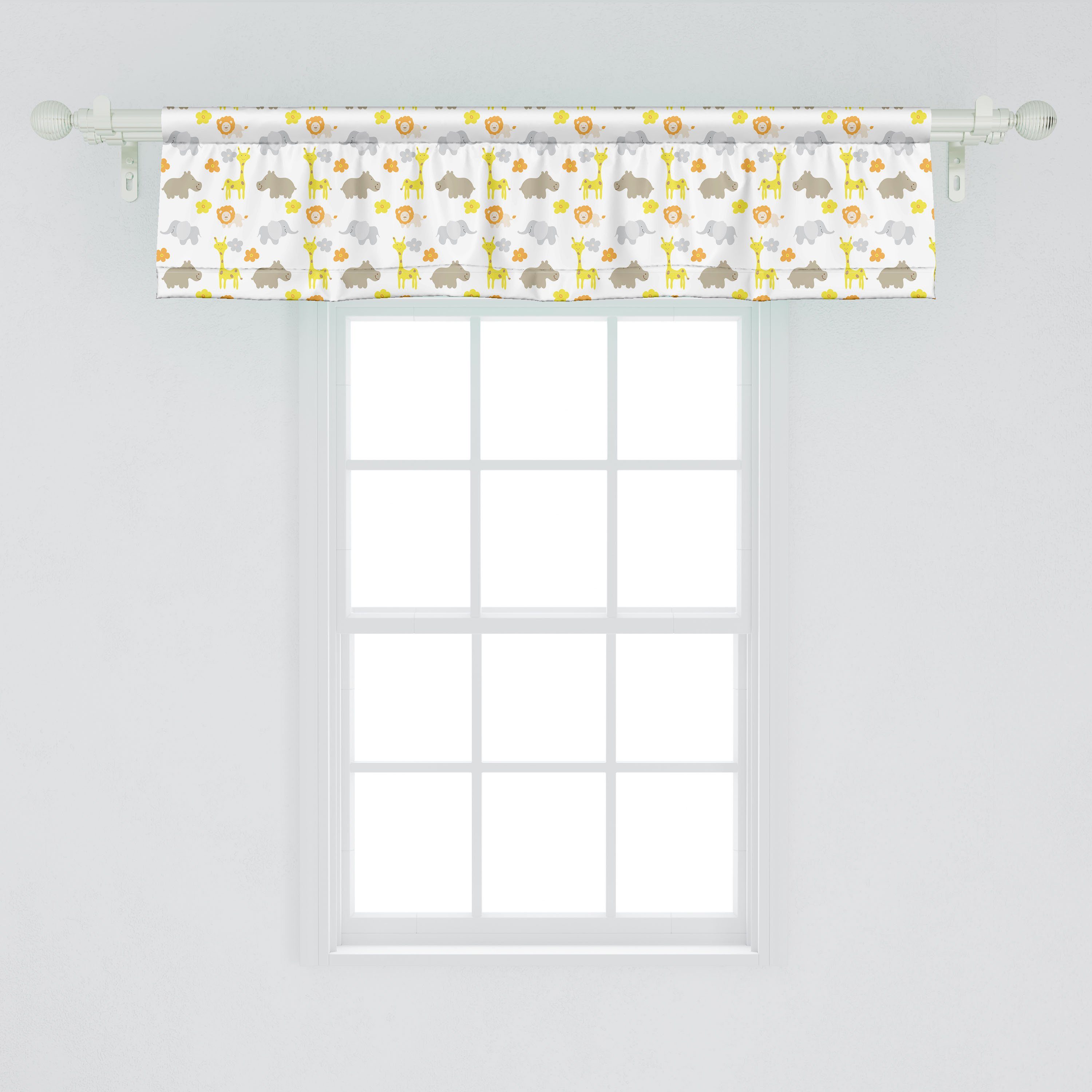 Scheibengardine Vorhang Volant für Baby-Dschungel-Tiere Küche Schlafzimmer mit Microfaser, Kindergarten Dekor Stangentasche, Abakuhaus