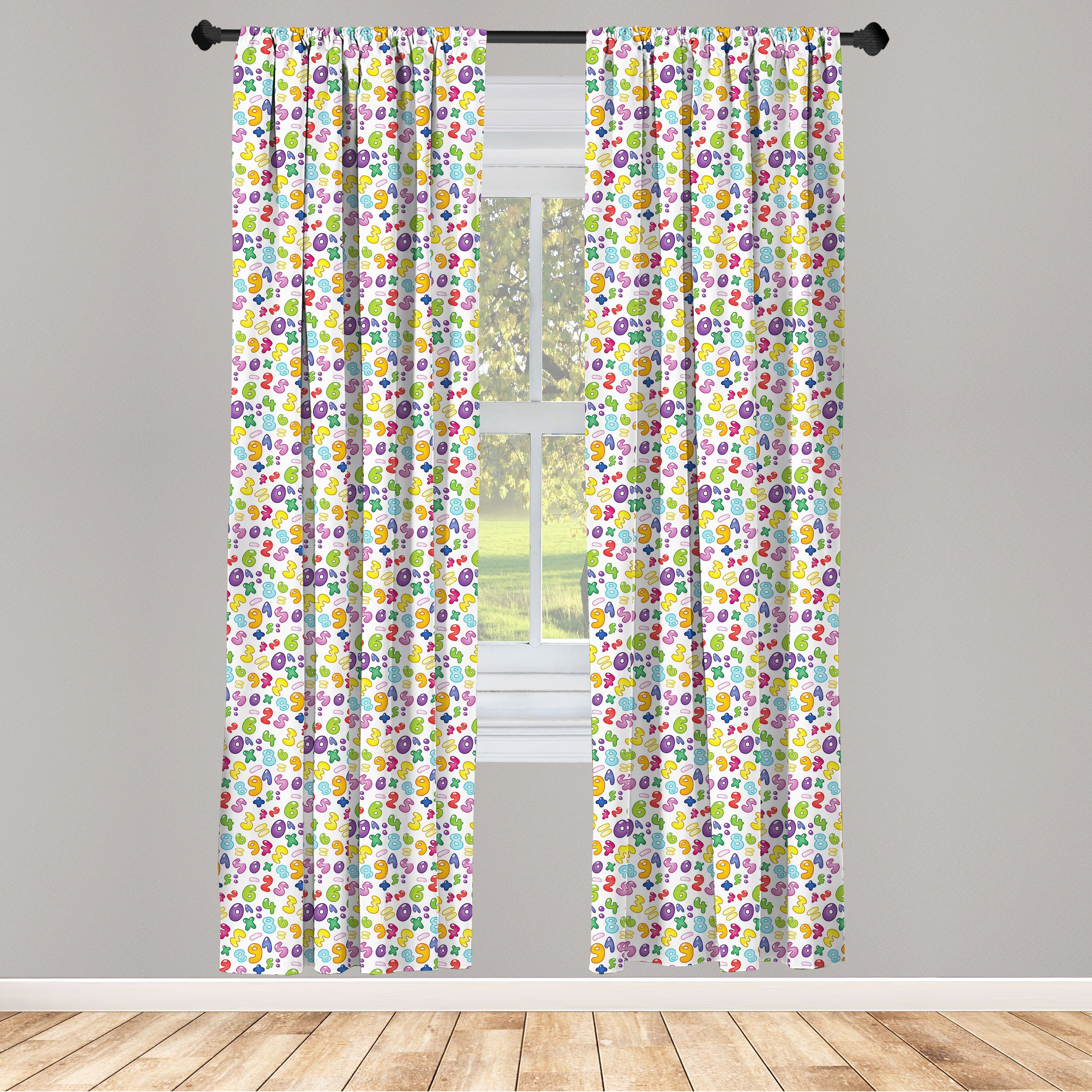 Gardine Vorhang für Wohnzimmer Schlafzimmer Dekor, Abakuhaus, Microfaser, Zahlen Bunte Blase Stil