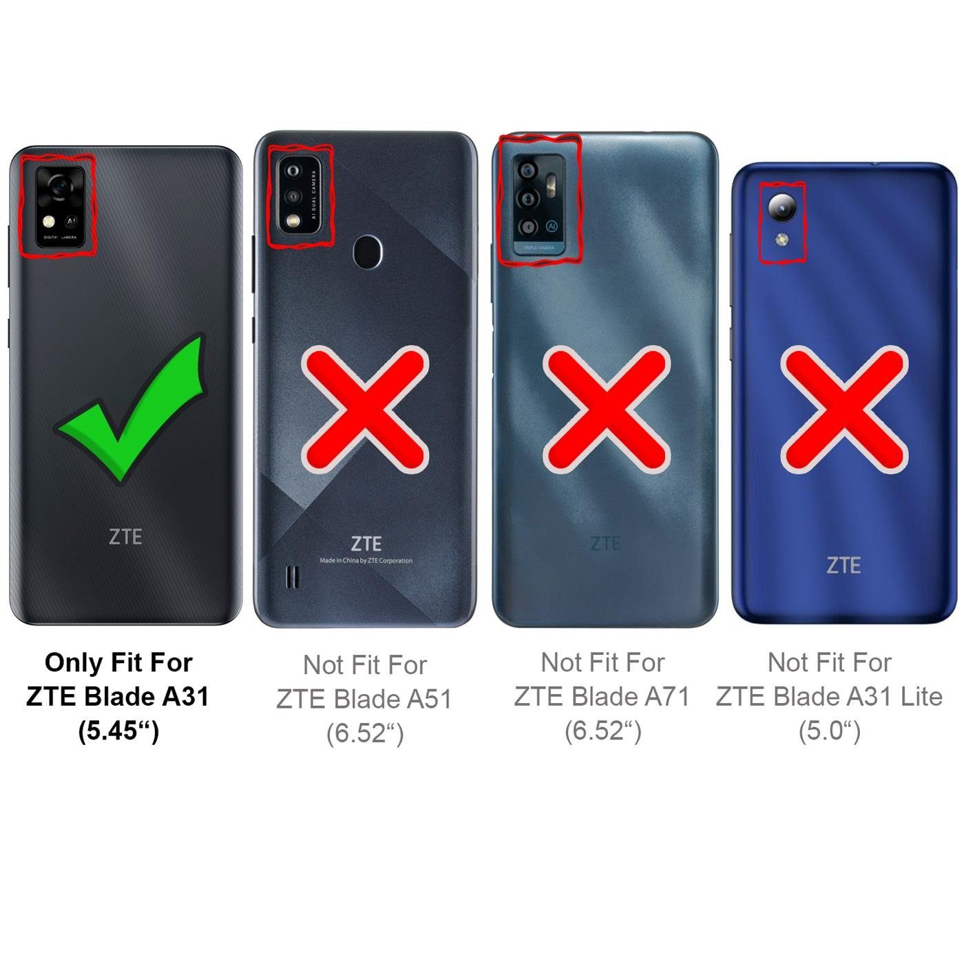 CoolGadget Handyhülle Wallet Klapp Tasche Book Case für ZTE Blade A31 5,45 Zoll, Hülle Klapphülle Flip Cover Etui Schutzhülle