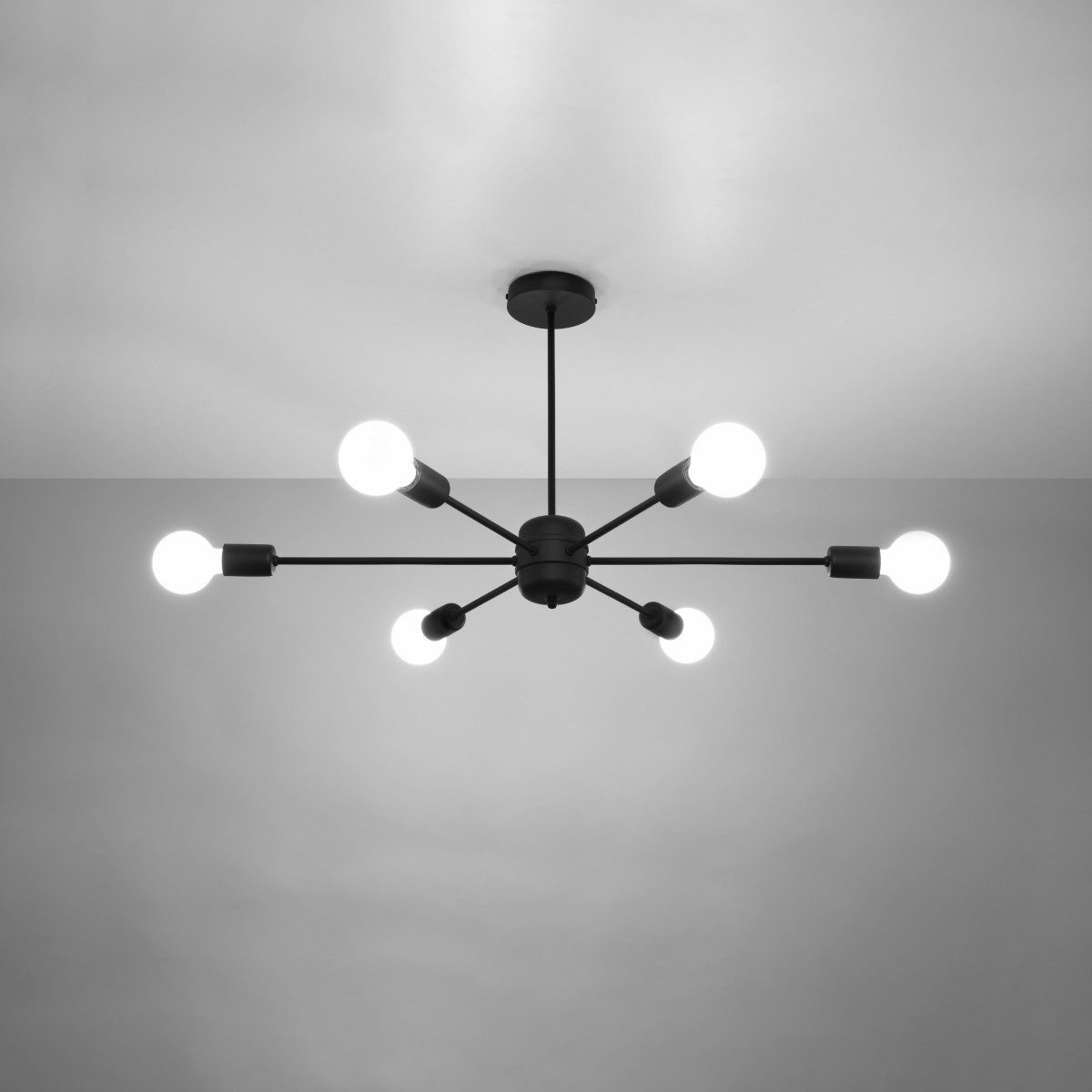 SOLLUX lighting Kronleuchter Kronleuchter Lango 6 Schwarz, Nicht enthalten