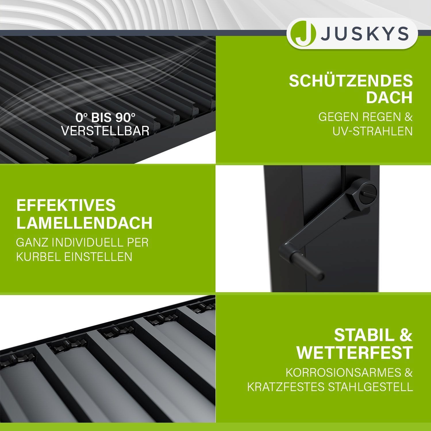 Juskys Terrassendach Tahiti, BxT: 300x400 cm, Lamellendach, Pergola für Garten, inkl. Seitenwand 4m – Bild 5 von 5