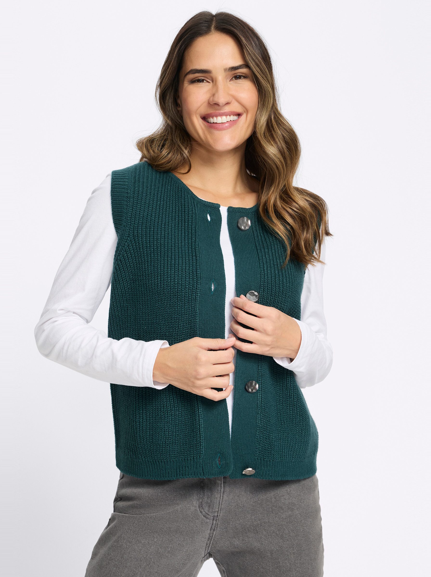 Sieh an! Strickweste Strickweste Ärmellos Jersey