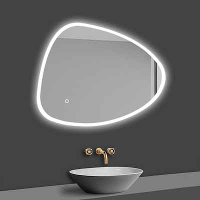 duschspa Badspiegel LED Badspiegel spezieller Runde Spiegel Touch/Wandschalter, Warm/Neutral/Kaltweiß, dimmbar, Memory, Beschlagfrei