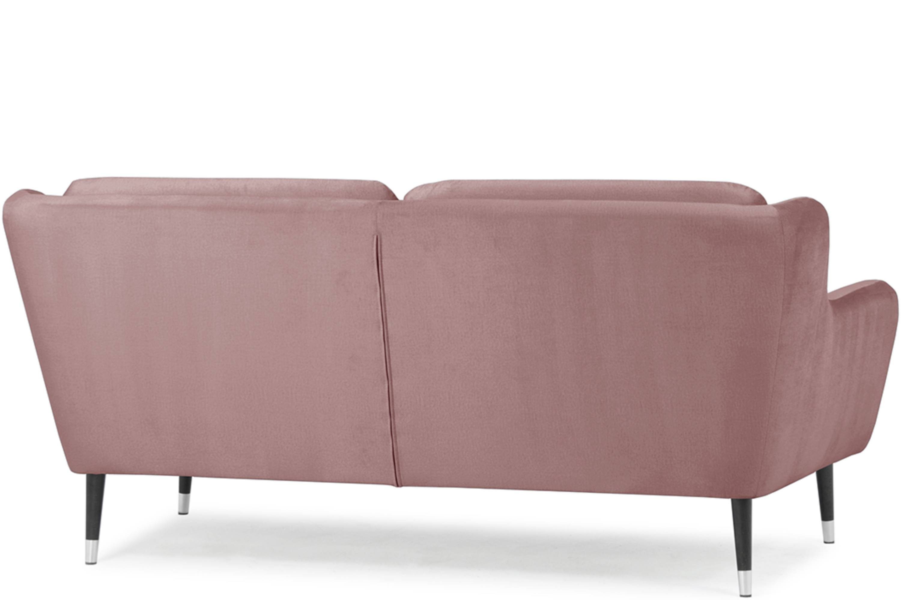 Konsimo Sofa AFOS rosa | lackierten Sitzer, Oberstoff, Sofa wasserabweisender hohen 3 auf rosa schwarz Holzbeinen