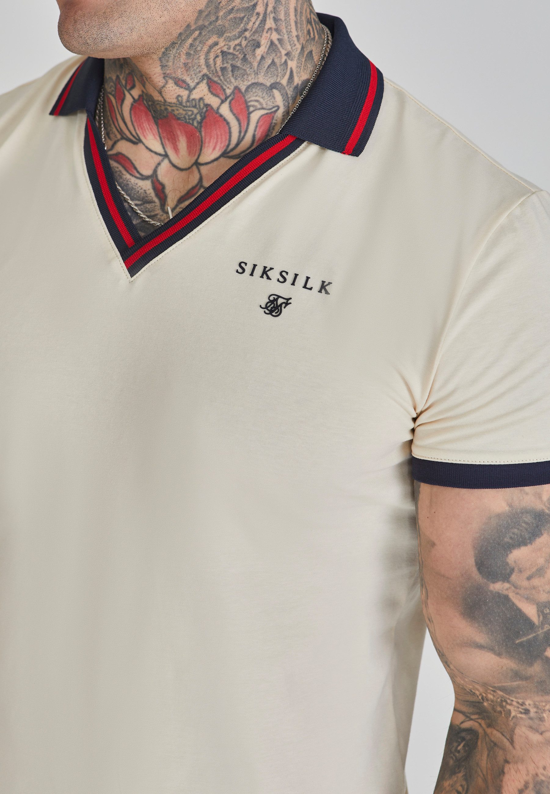 Siksilk T-Shirt SikSilk Herren Ecru Polo T-Shirt