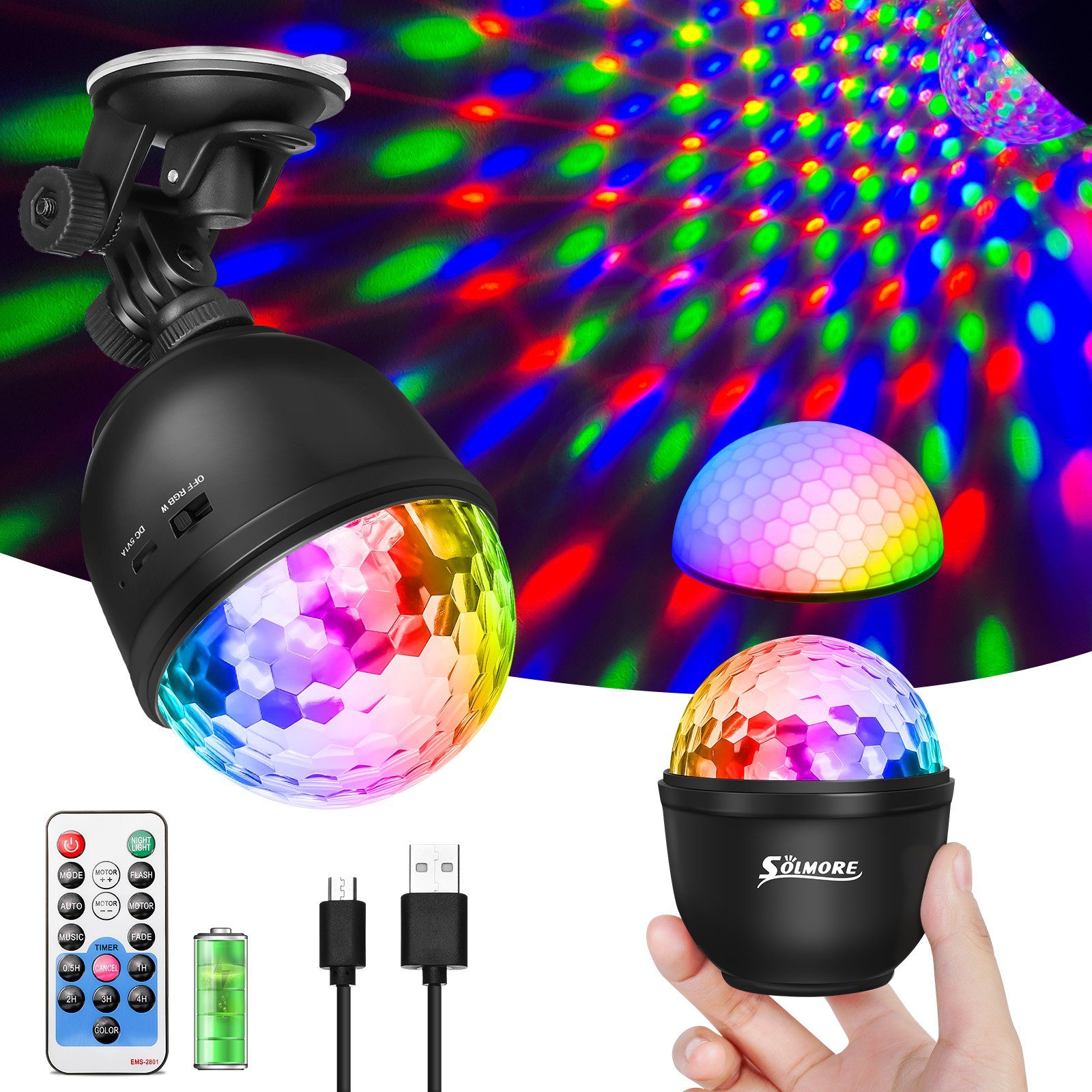 YUHRO LED Discolicht Disco-Licht mit 60 Effekten, USB-betrieben