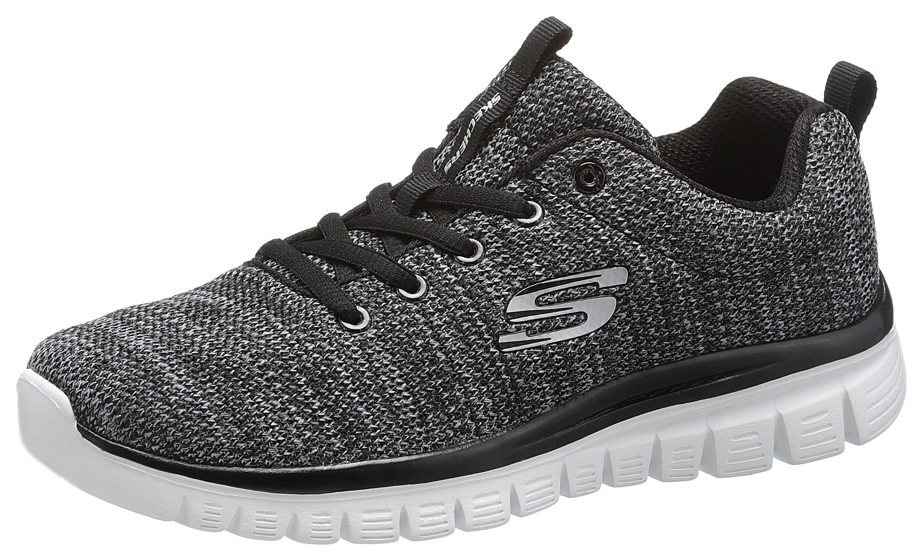 Skechers Graceful - Twisted Fortune schwarz-weiß mit Sneaker Memory Foam