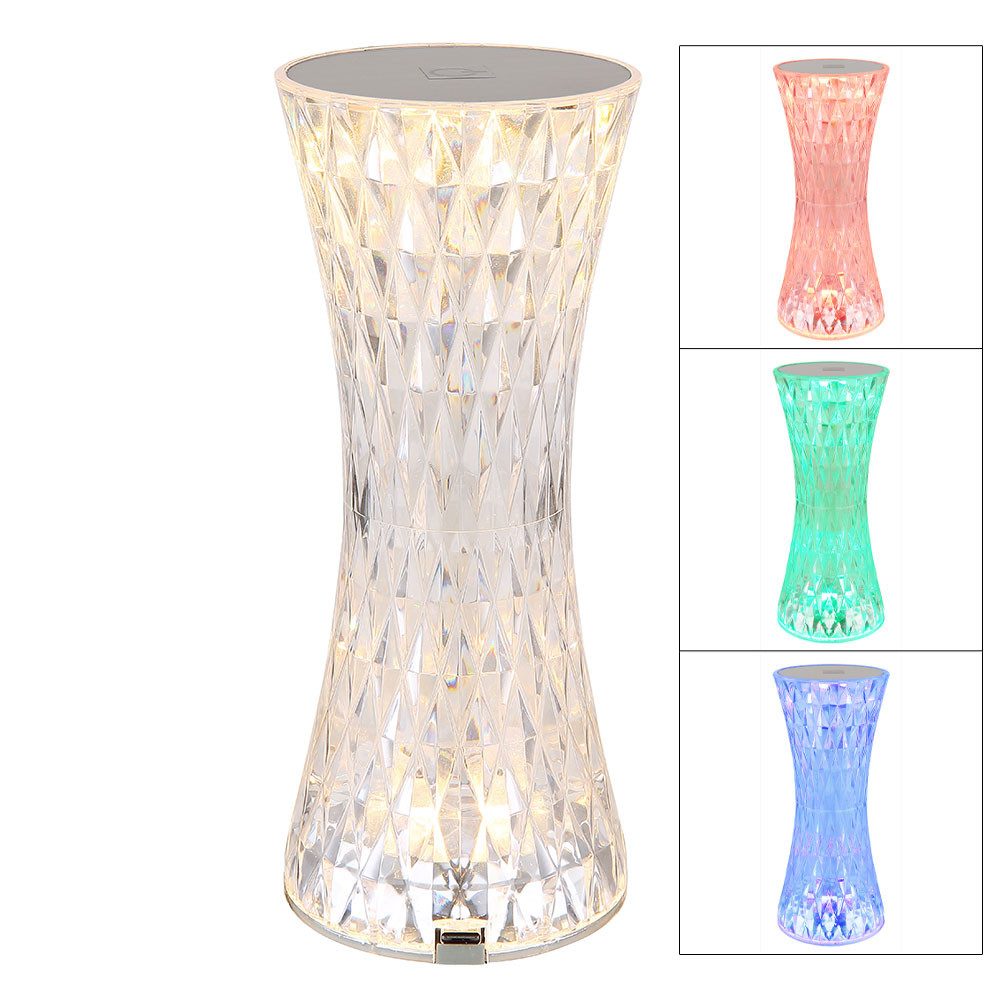 GLOBO LIGHTING Dekolicht, Leuchtmittel nicht inklusive, Farbwechsel, Tischlampe Tischleuchte Dekolampe Kristalleffekt RGB LED Farbwechsel