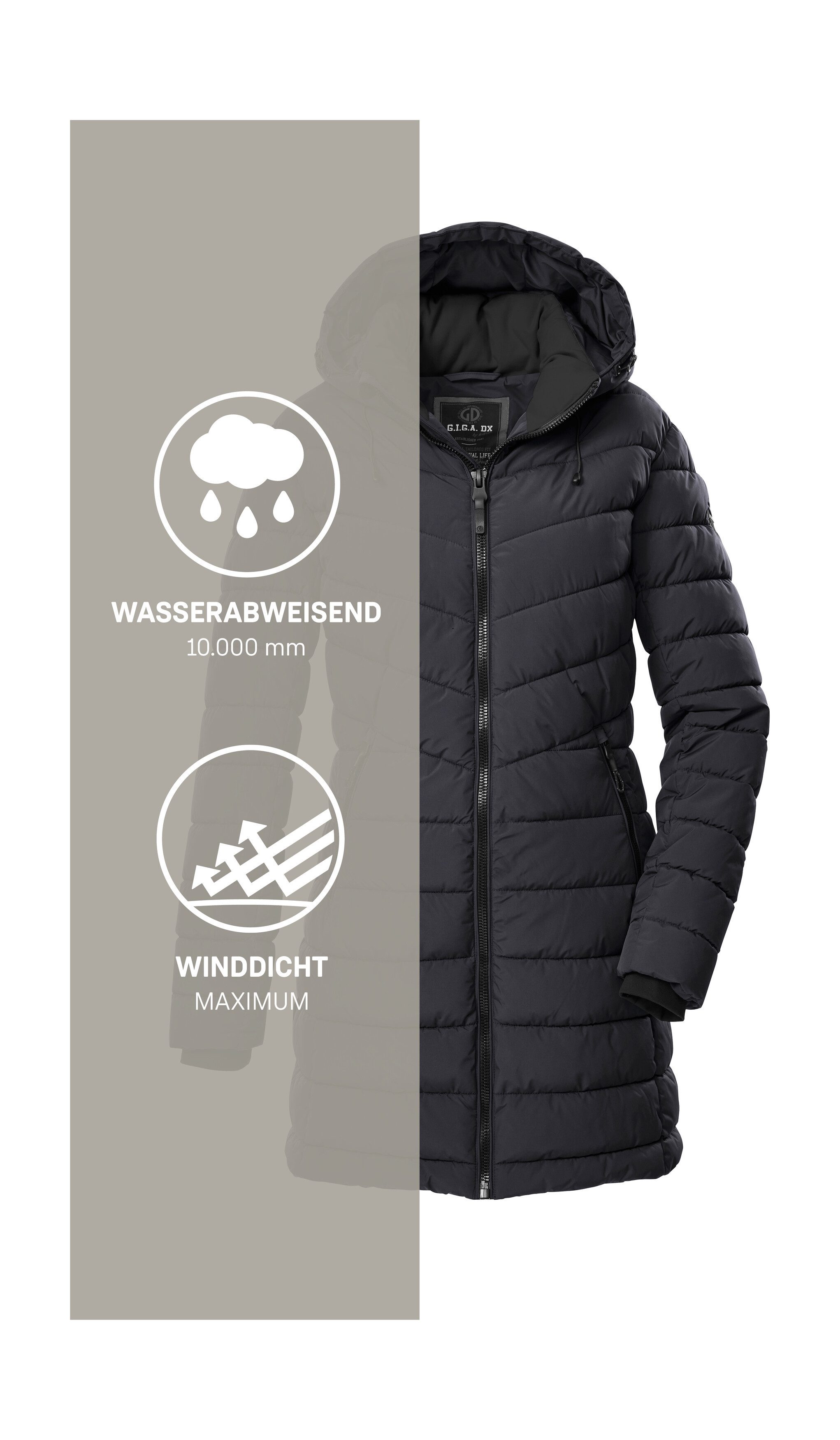 G.I.G.A. DX by killtec Steppmantel GW 74 WMN QLTD PRK Wasserabweisender, winddichter Steppparka mit abnehmbarer Kapuze