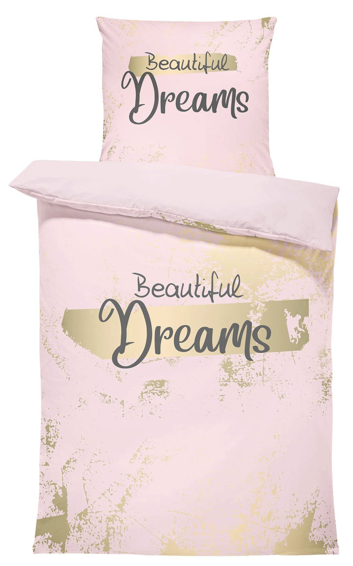 Jugendbettwäsche Beautiful Dreams, One Home, Mikrofaser, 2 teilig, Beauty und gold Glitzer