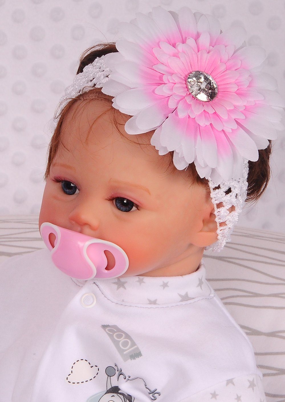 0-12Mon und für Haarband weiß Stirnband Baby / rosa Kinder Stirnband Kopfband Blume