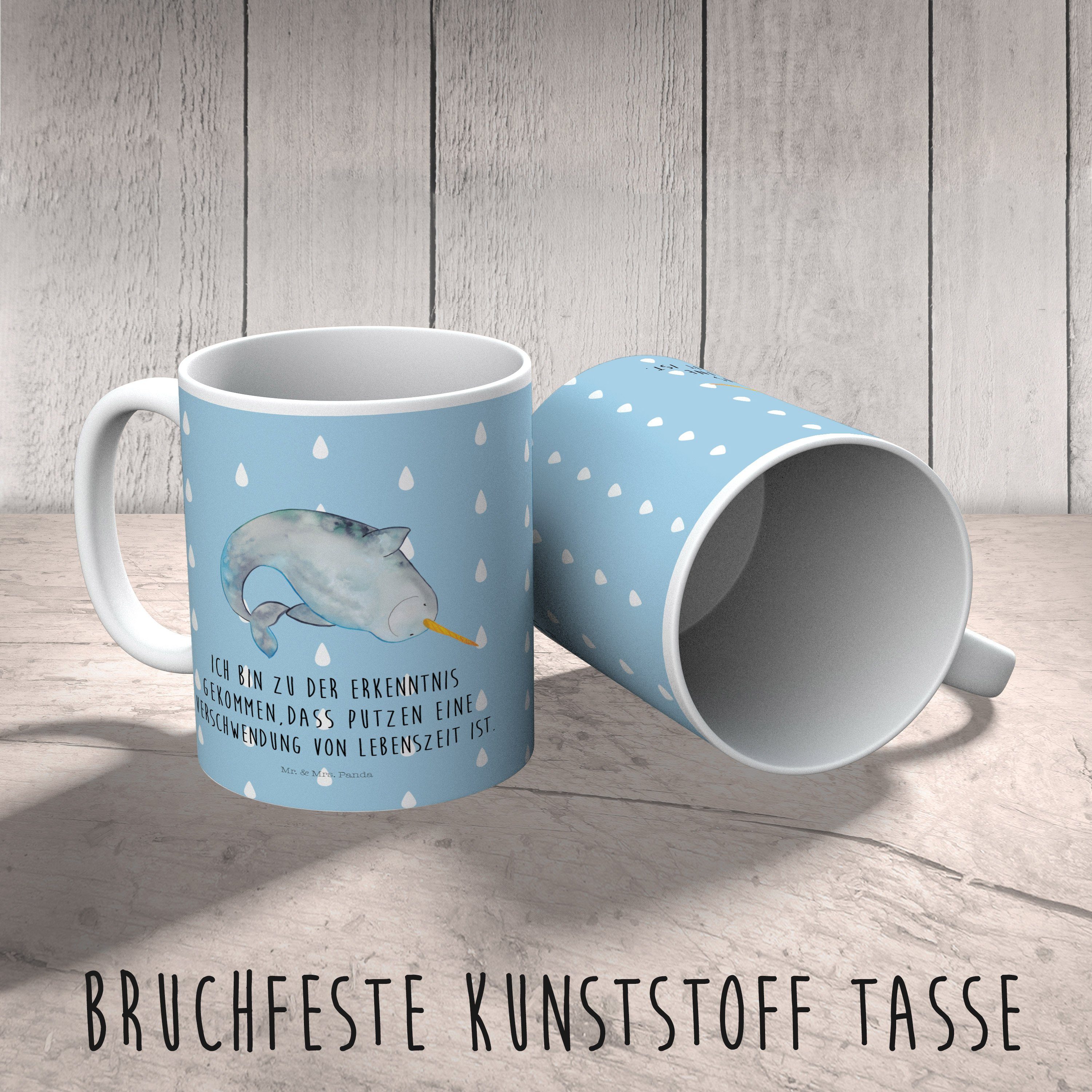 Kinderbecher & Trinkbeche, Panda Narwal Kunststoff Reisetasse, Blau Mrs. Pastell - - Geschenk, Mr. Kaffeetasse,