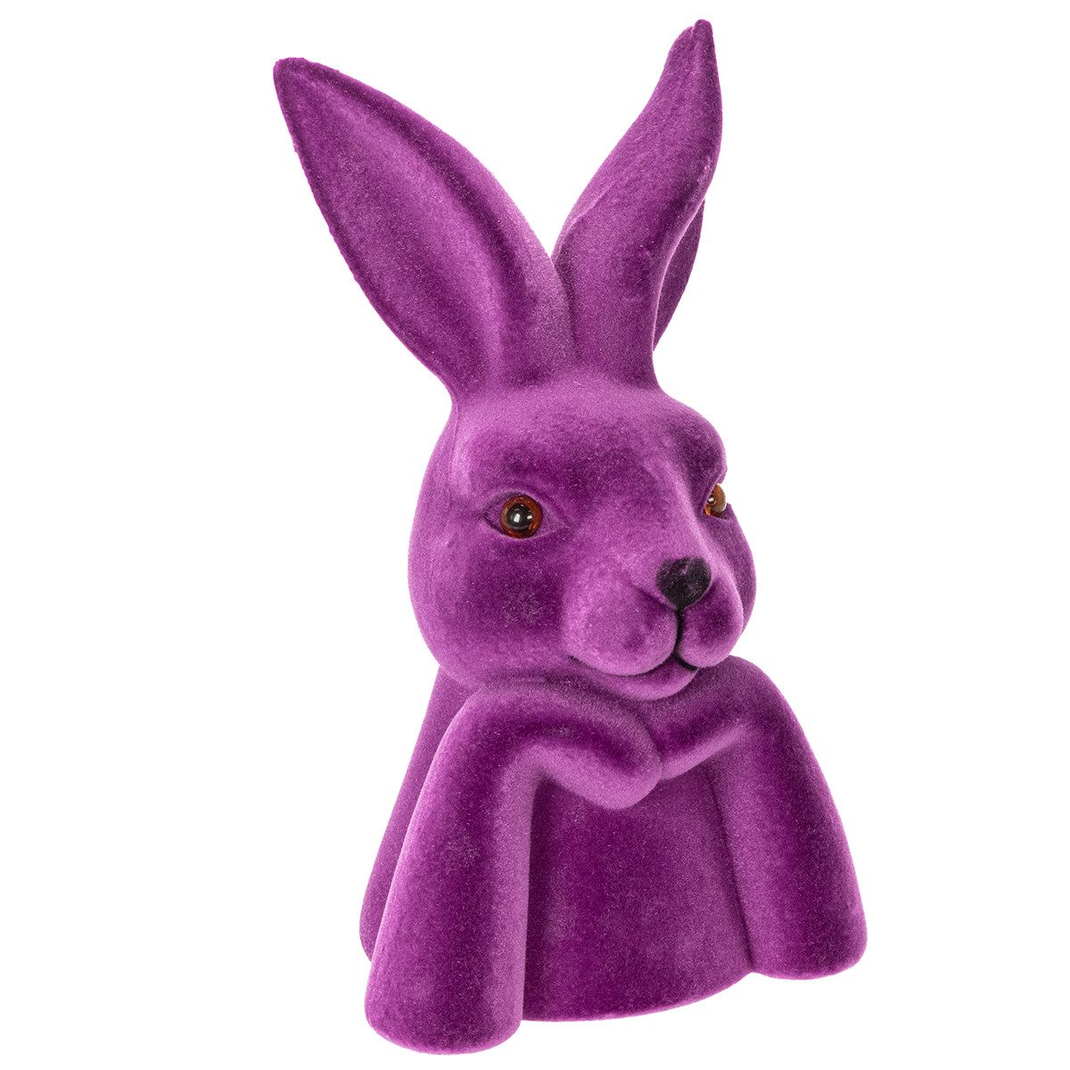 Viana Osterhase Dekorative Hasenfigur Denkerpose Beflockt Elegante Osterdeko