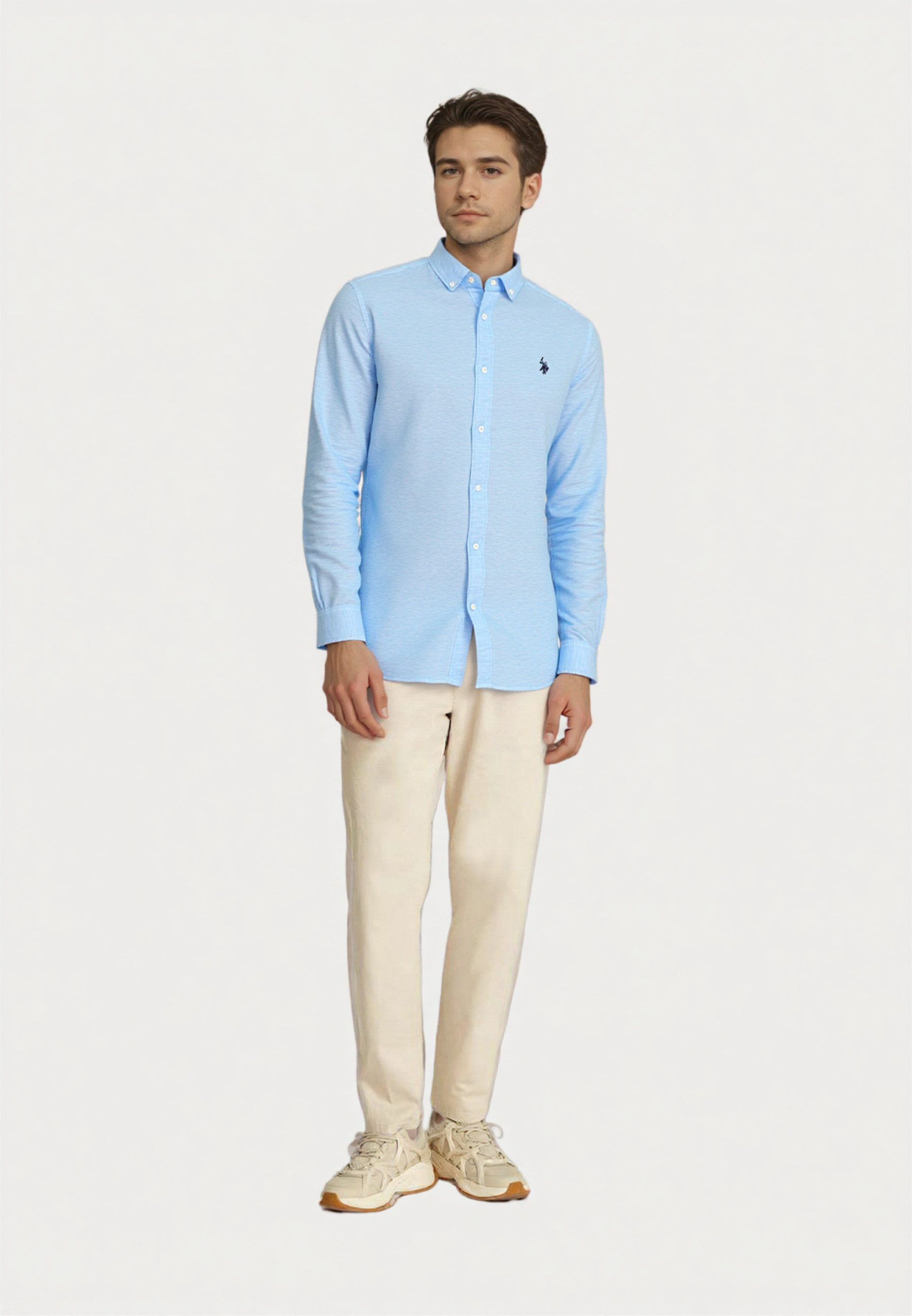 U.S. Polo Assn. Langarmhemd Hemd Leinenhemd Button Down Linenshirt (1-tlg)