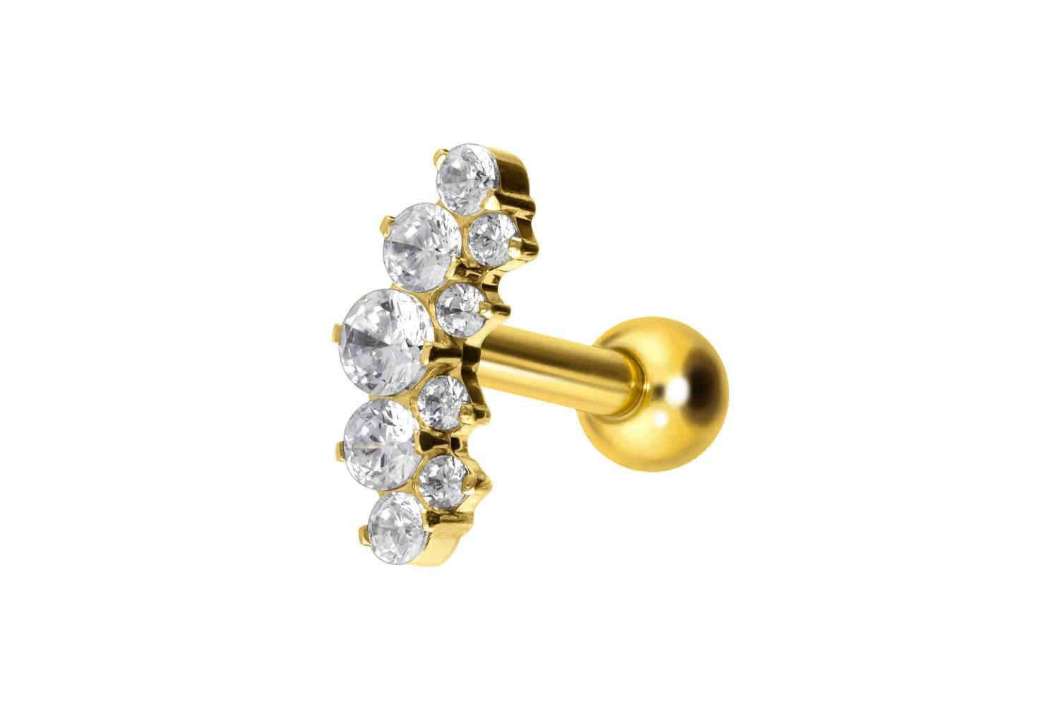 Piercing-Set Titan Ohrpiercing mit Innengewinde KRISTALLBOGEN