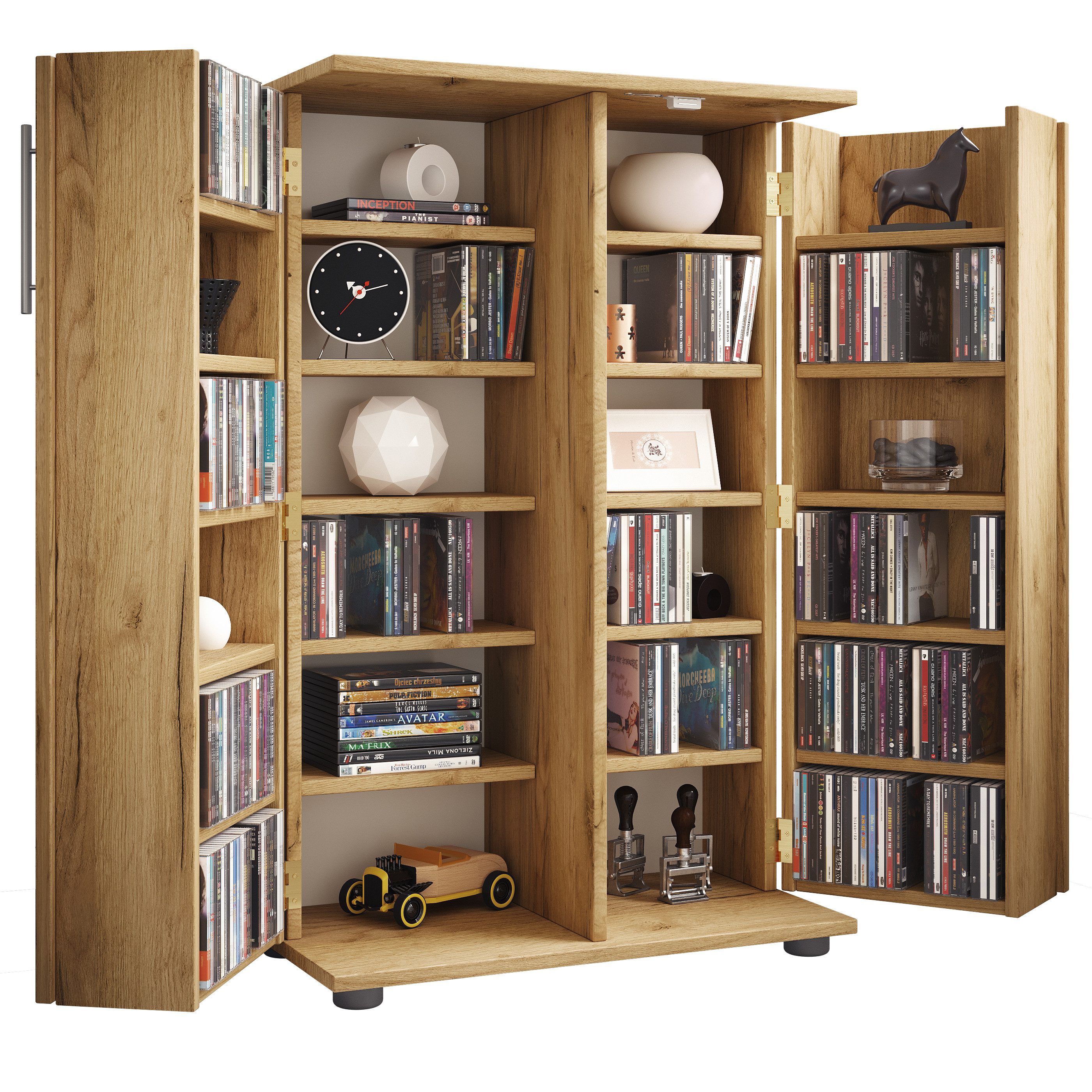 VCM CD-Regal Holz Schrank CD DVD Regal abschließbar Engalo XL günstig online kaufen