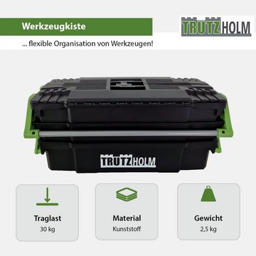 TRUTZHOLM Werkzeugkoffer 48x24x21 cm Kunststoff Griffe klappbar aus Stahl leer Werkzeugkasten