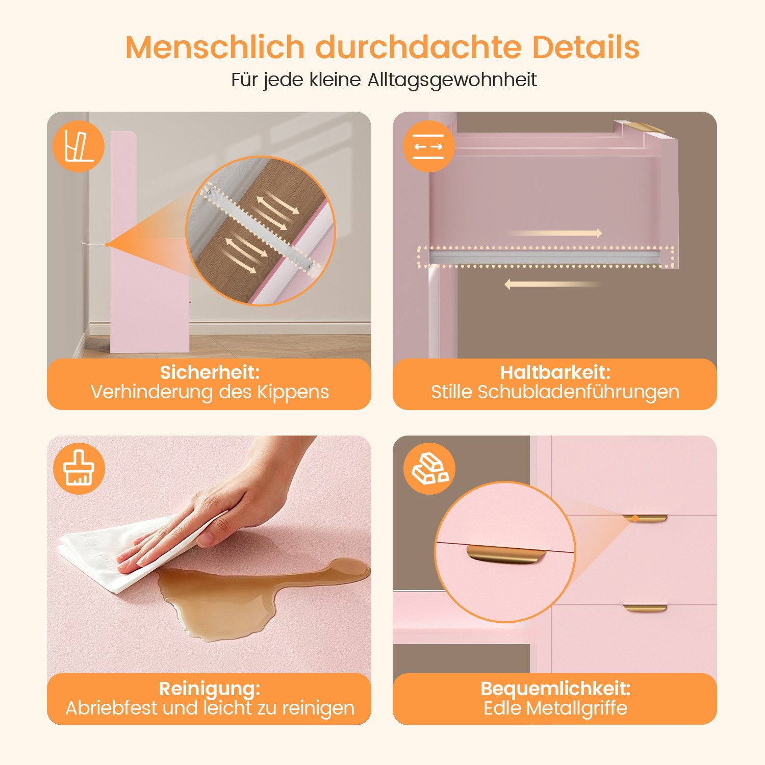 Lexzurn Schminktisch Schminktisch mit LED-Beleuchtung, Kosmetiktisch mit Spiegel, 5 Schubladen+8 offene Fächer, Helligkeit verstellbar, 90x139x40 cm – Bild 5 von 5